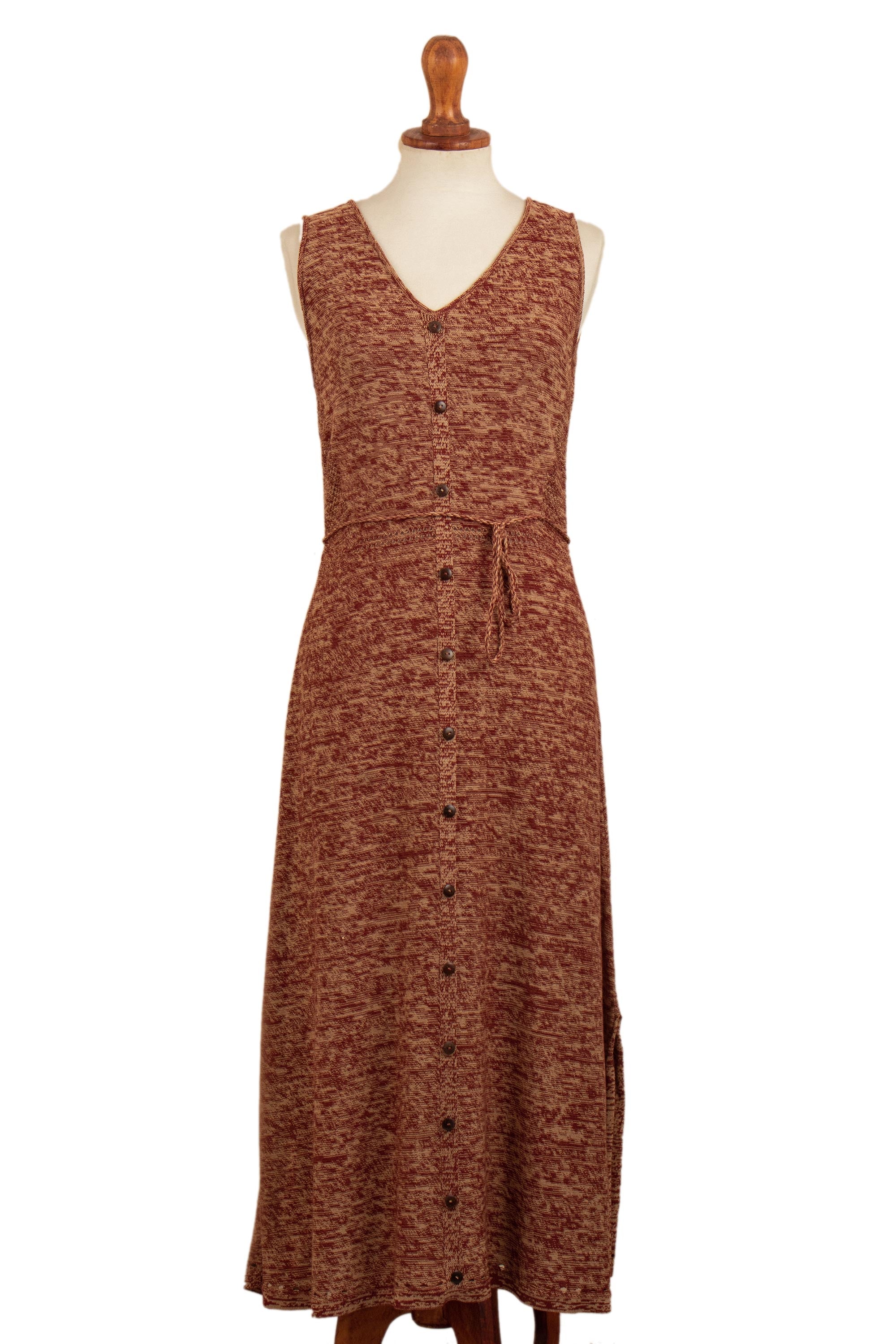 Premium Organic Cotton Maxi Dress in Russet Red | Sustainable & Timeless Design