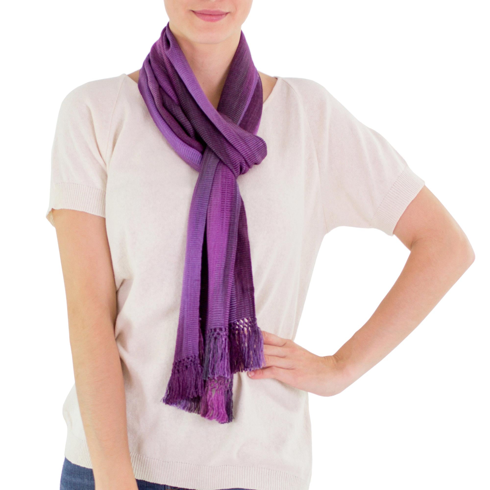 Premium Iridescent Lavender Handwoven Bamboo Rayon Scarf – Timeless Purple Elegance