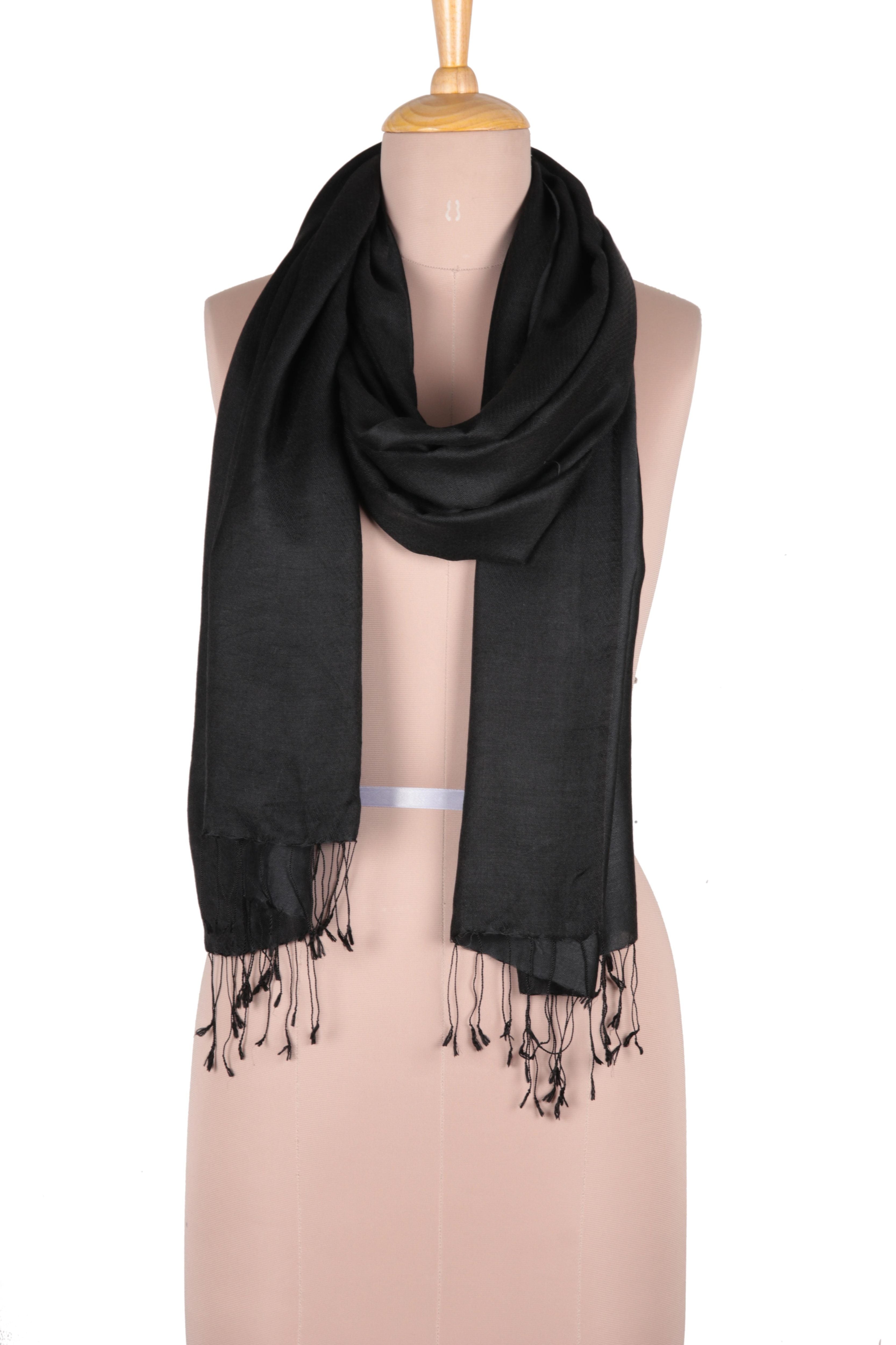 Premium Onyx Nights Silk Shawl - Ultimate Elegance