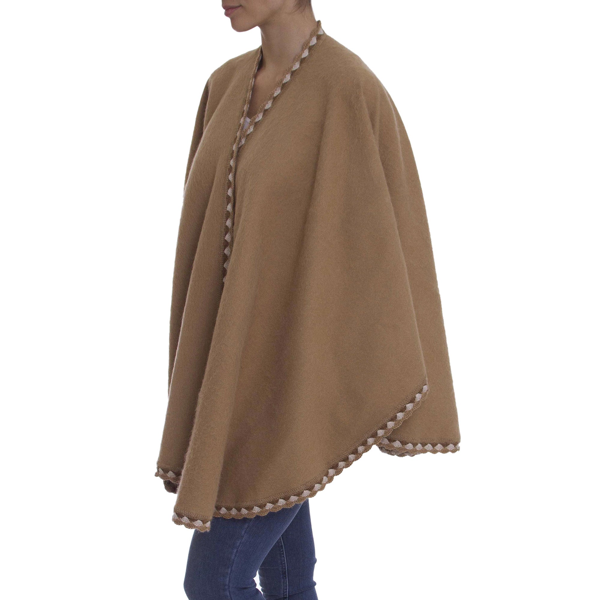 Premium Tan Alpaca Blend Ruana - Ultimate Cozy Holiday Wrap