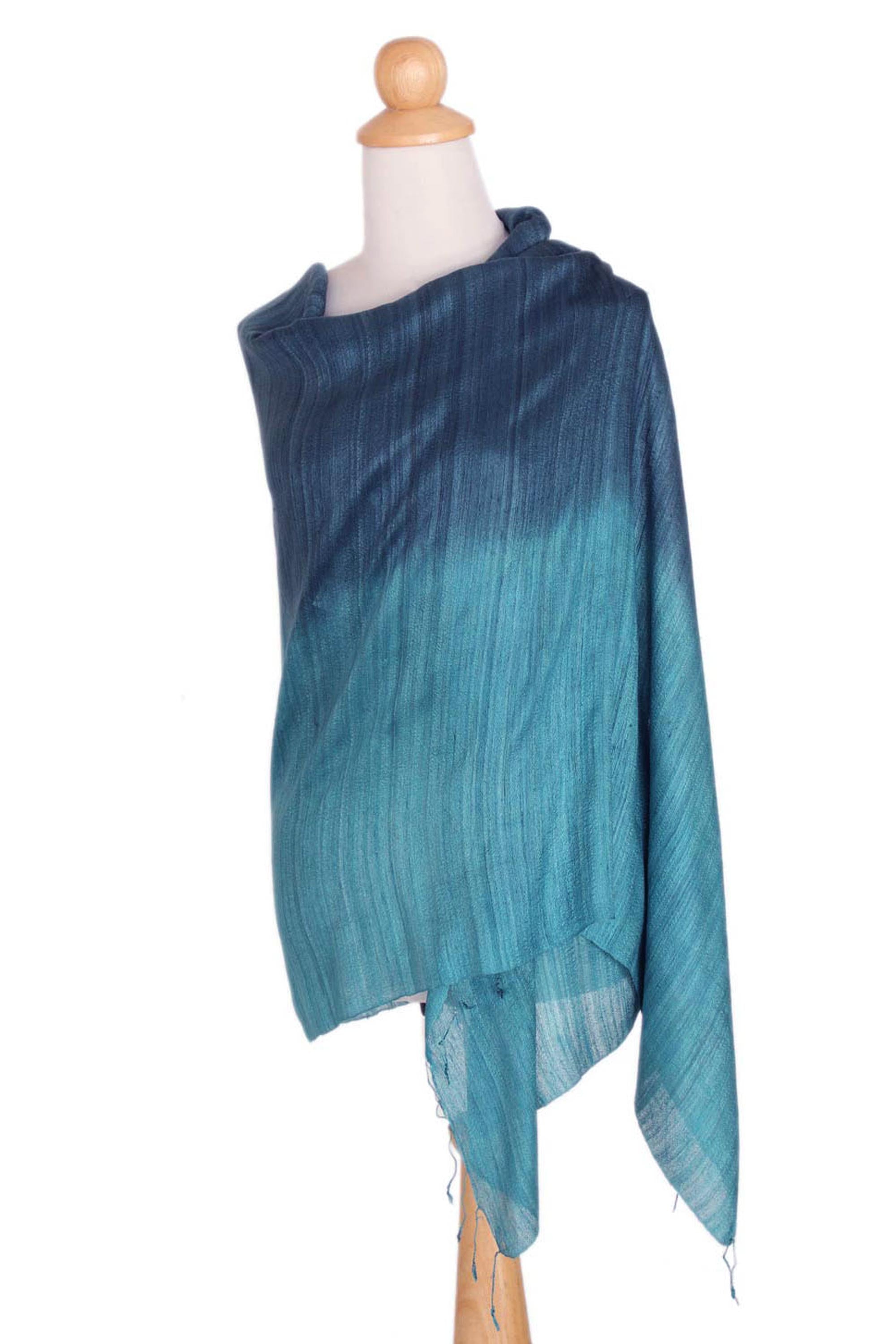 Premium Teal Silk Shawl - Ultimate Elegance