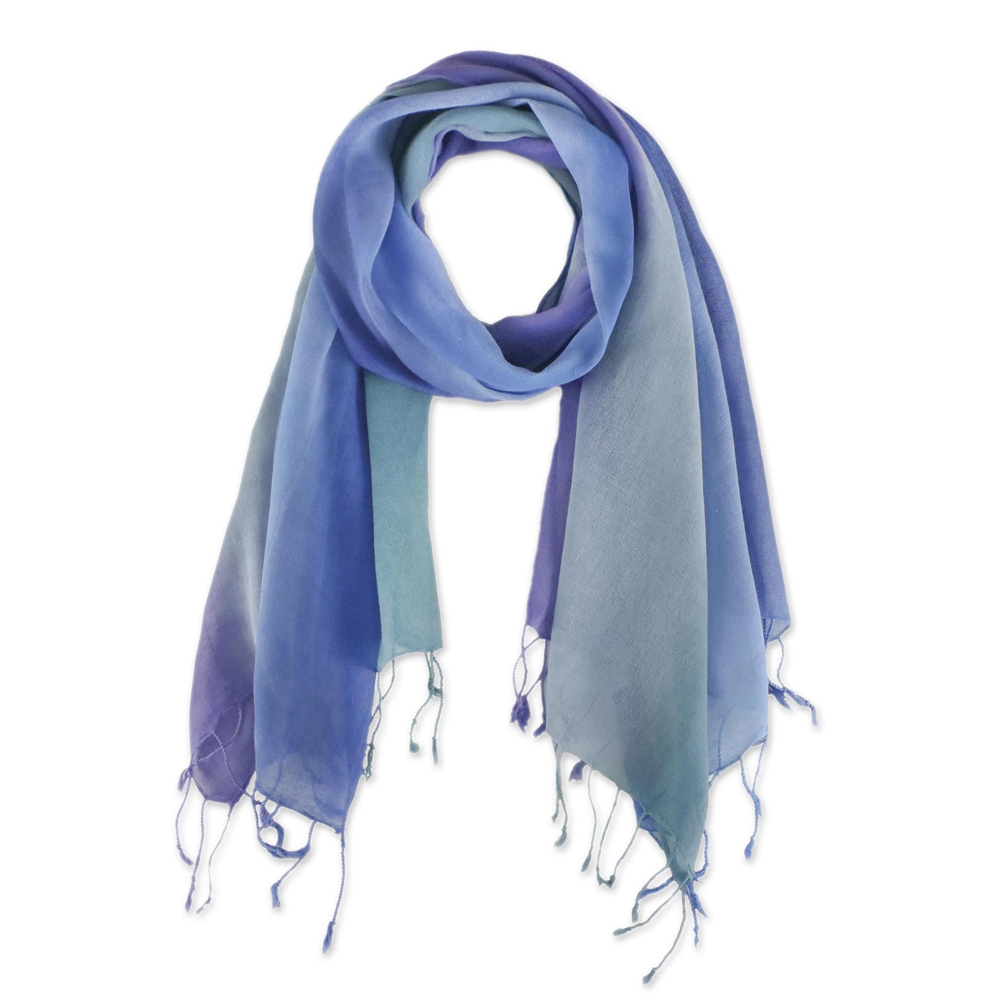 Premium Summer Morning Blue & Purple Cotton Scarves - Handcrafted Elegance