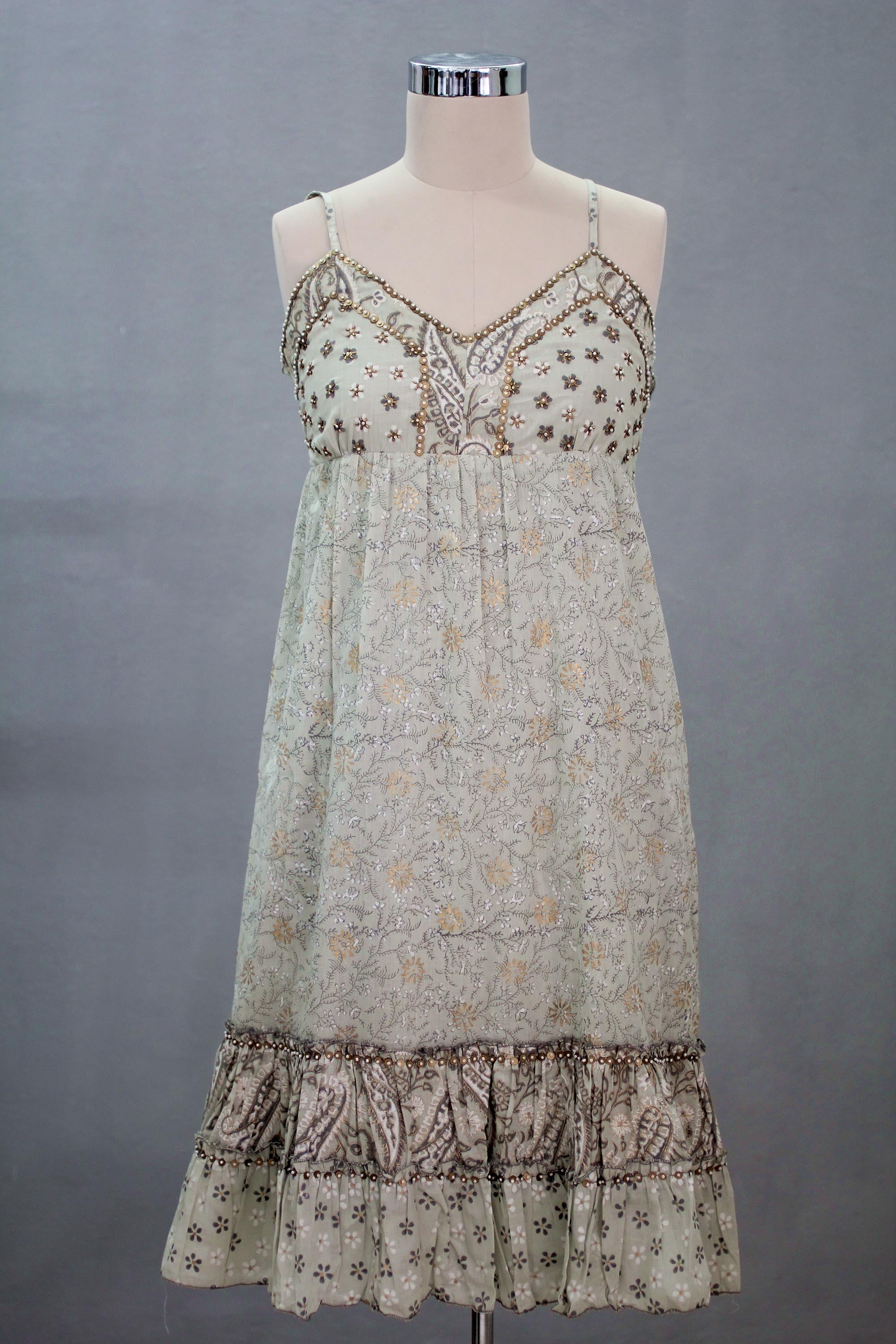 Premium Summer Boho Floral Sundress with Beaded Accents