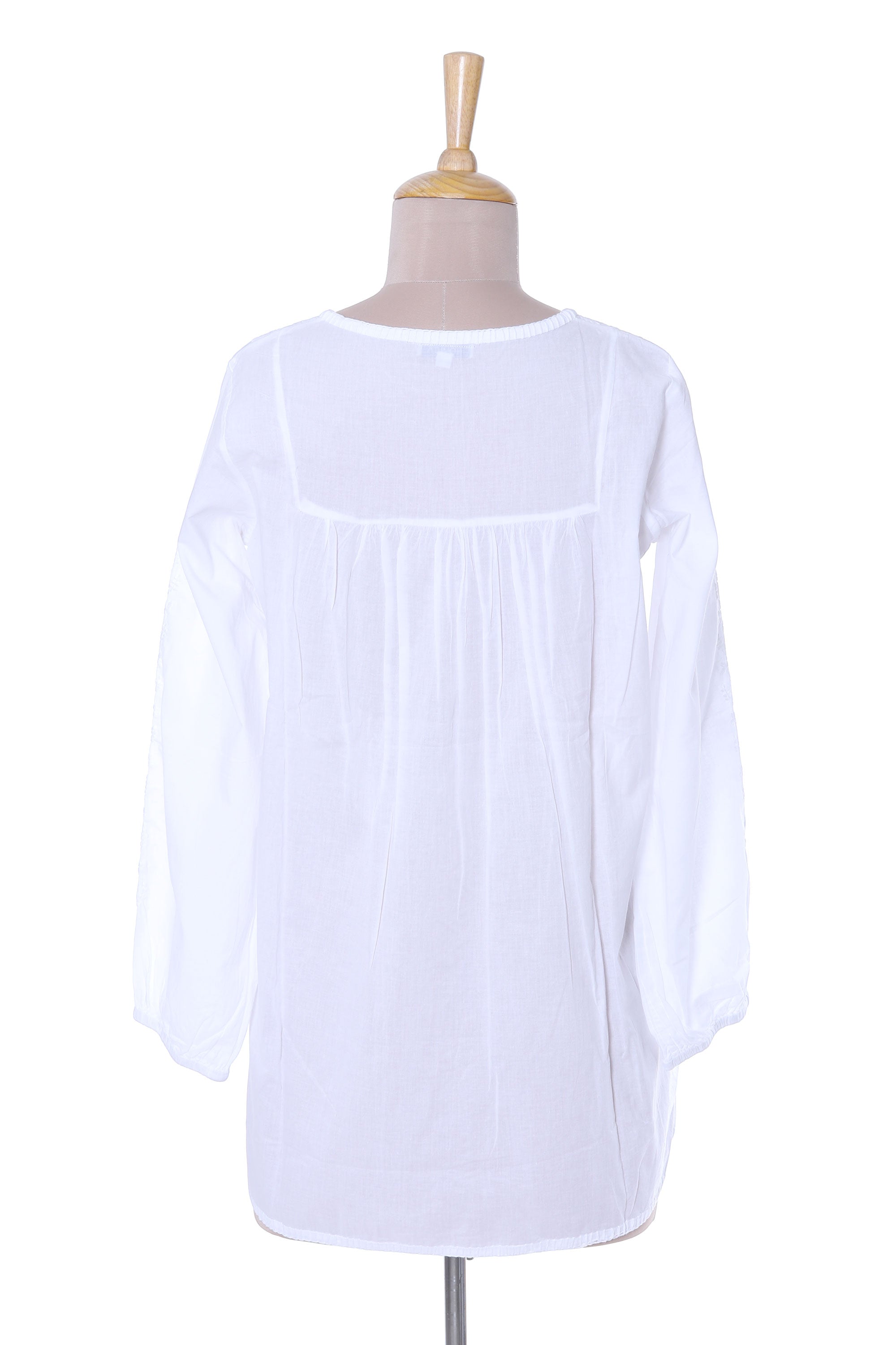 Premium Handcrafted Chikankari Cotton Tunic - Elegant White Indian Design