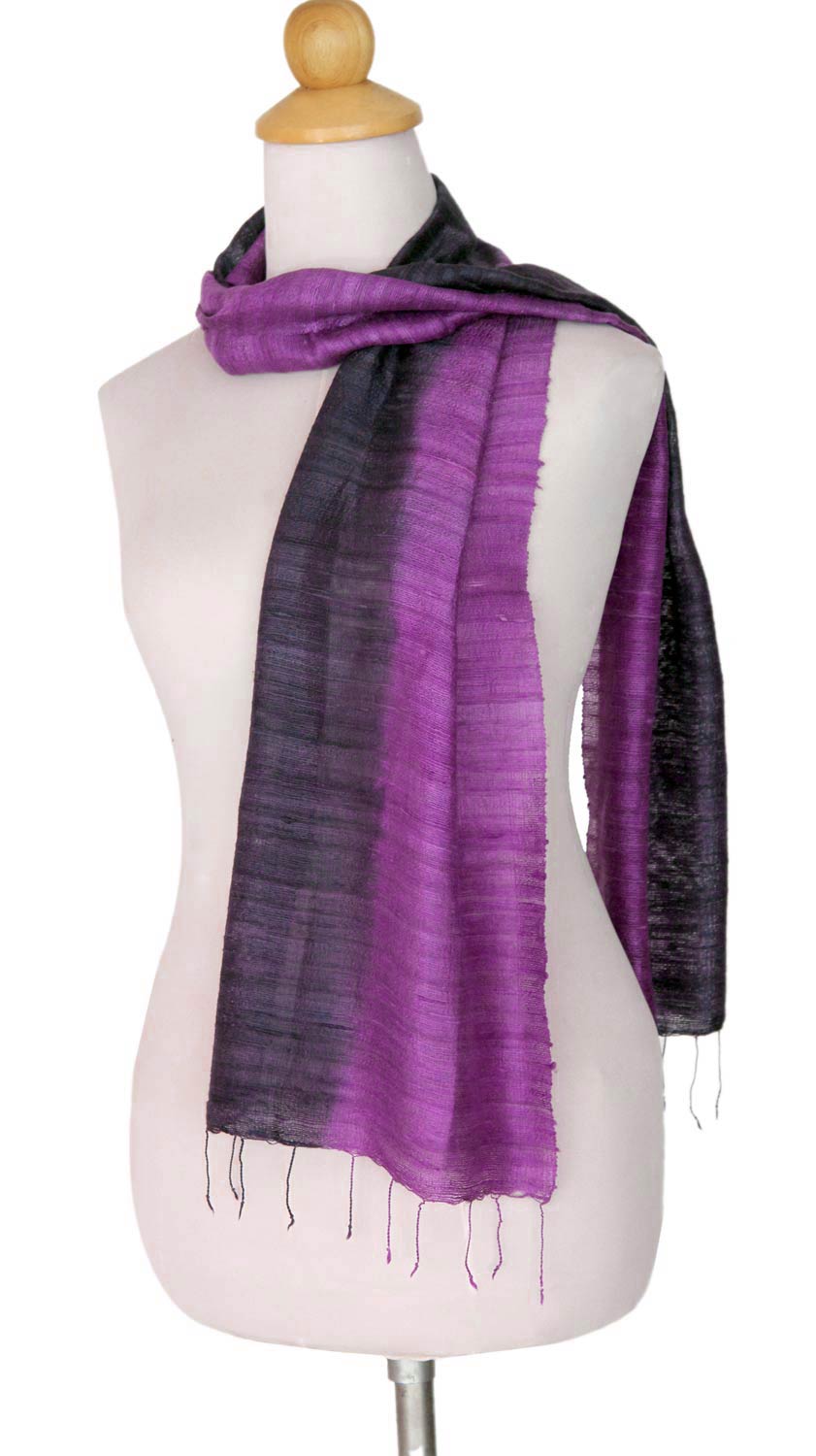 Premium Bold Orchid Purple Silk Scarf - Handmade Elegance