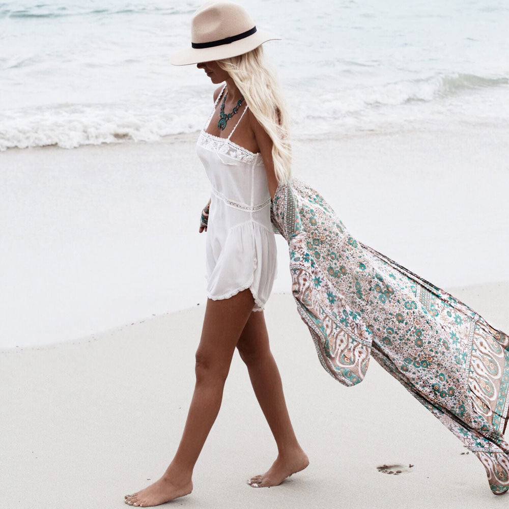 Premium Boho Print Chiffon Maxi Beach Cover Up - Ultimate Summer Essential