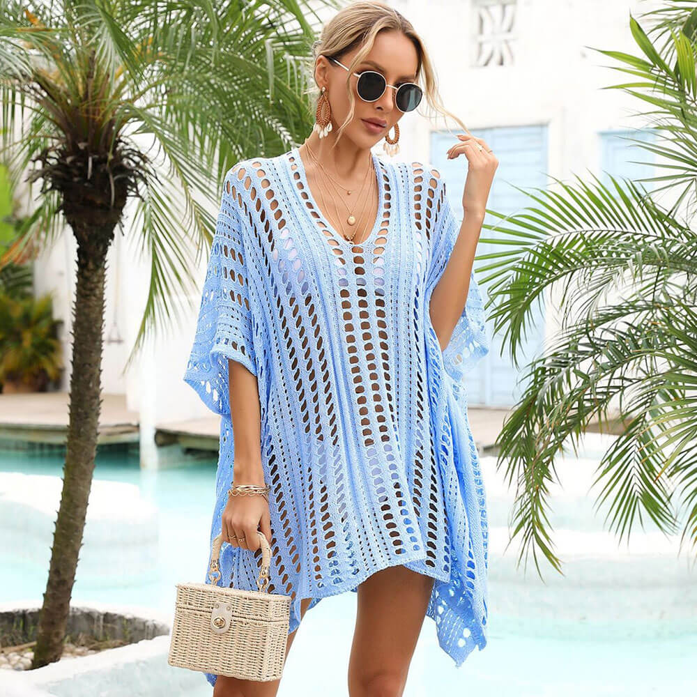 Premium V-Neck Crochet Beach Cover-Up Dress