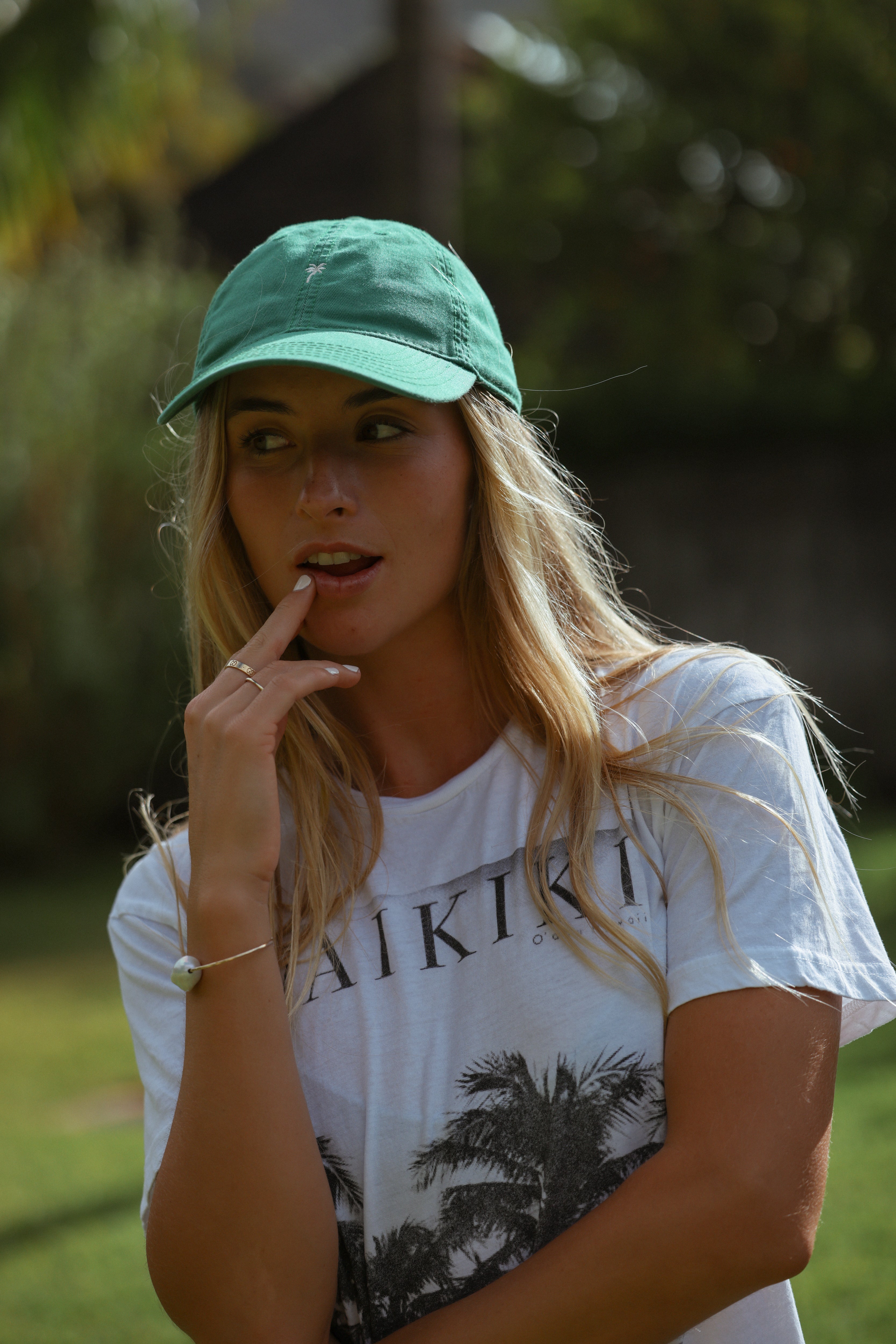 Premium BikiniBird Palm Tree Baseball Cap in Vibrant Kelly Green