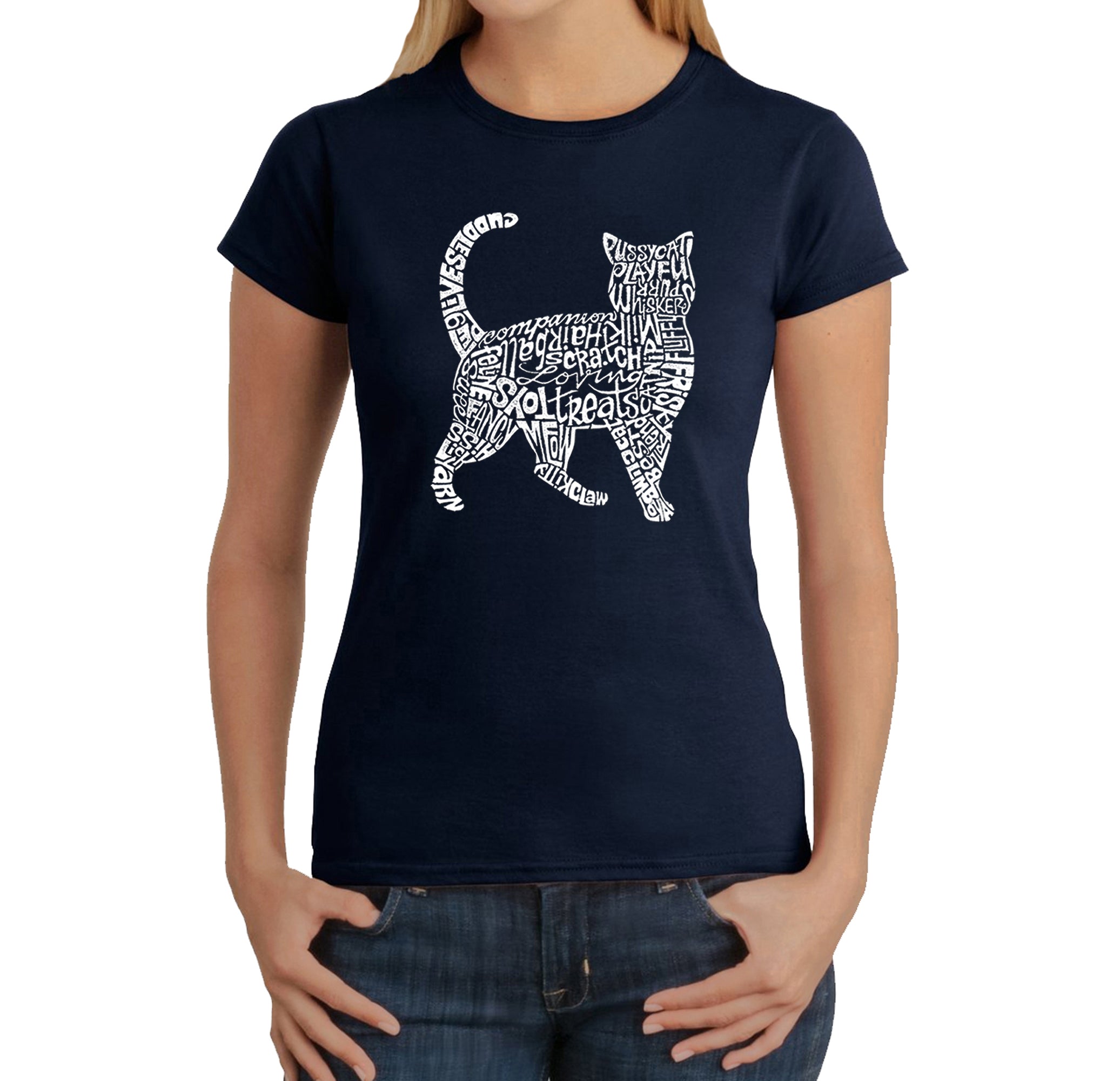 Premium Cat Lover's Word Art T-Shirt for Women