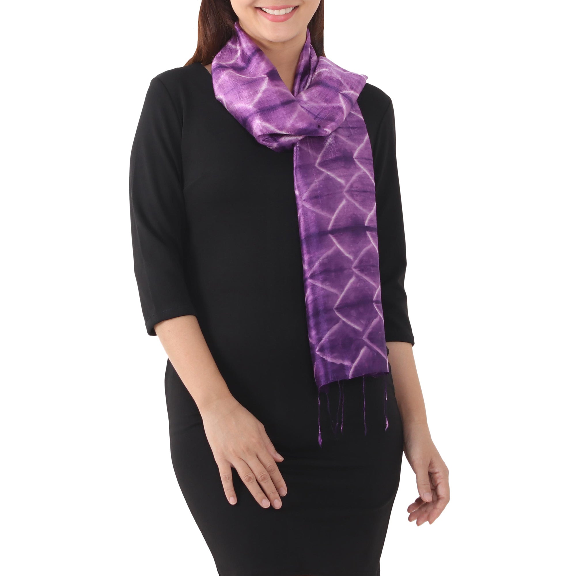 Premium Amethyst Mystique Silk Scarf – Handcrafted Elegance