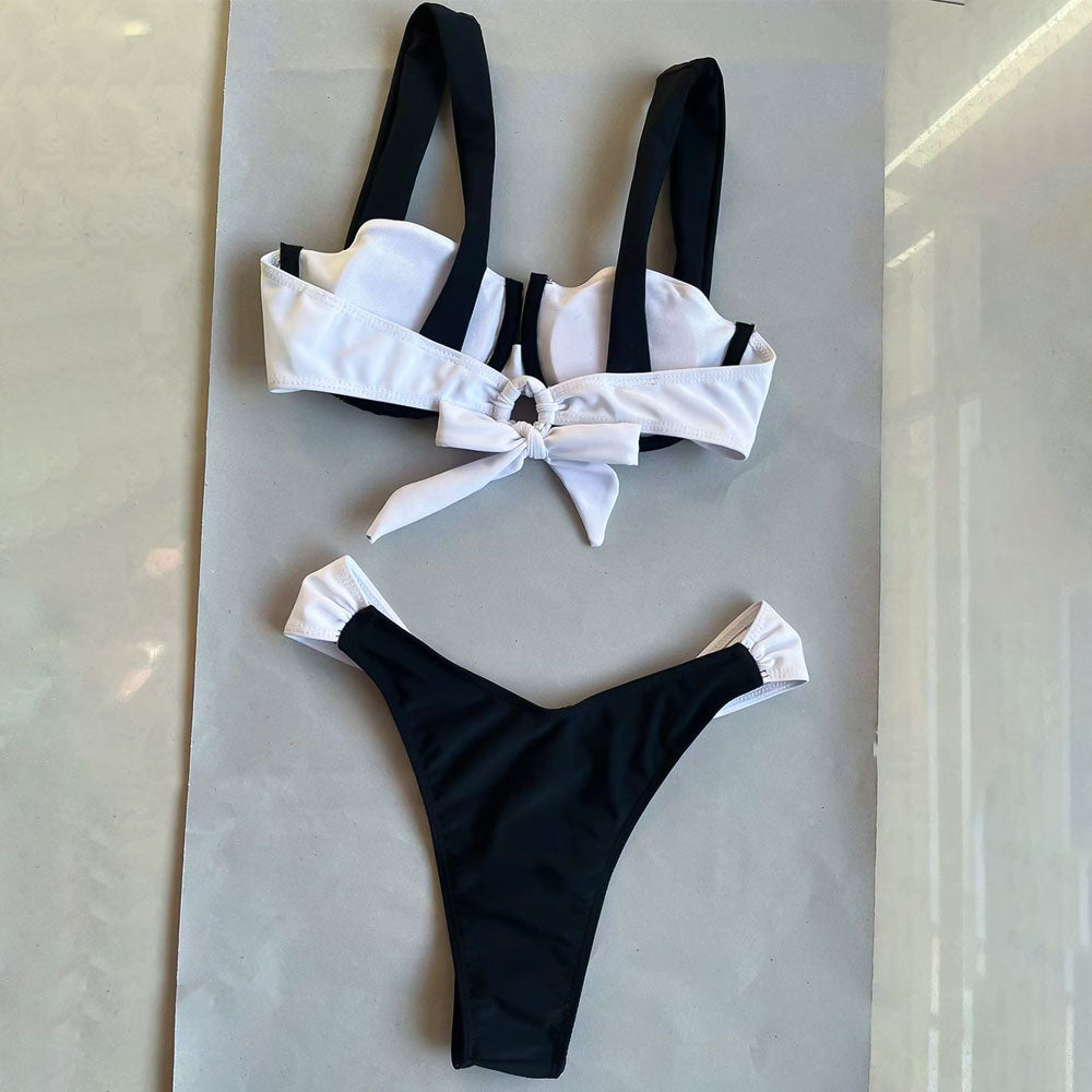 Ultimate Black & White Balconette Bikini Set - High Cut Brazilian Style