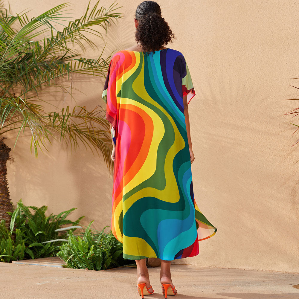 Premium Vibrant Printed Beach Caftan Cover-Up