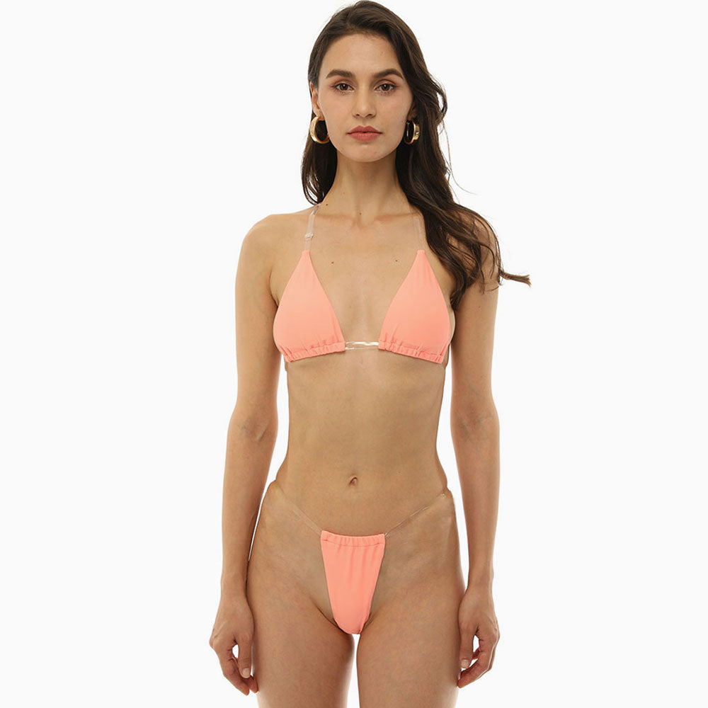 Ultimate Sheer Straps Slide Triangle Brazilian Bikini Set