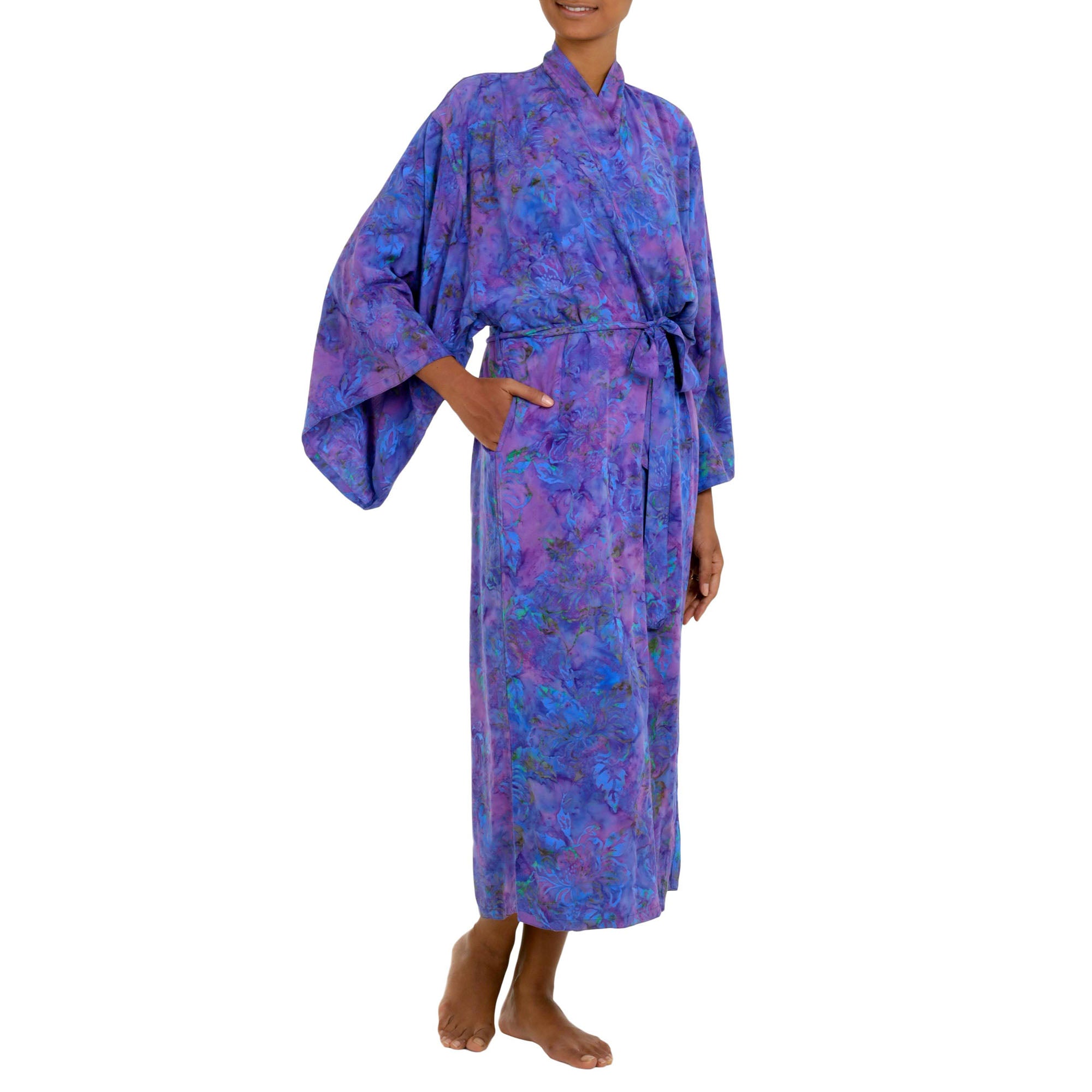 Premium Purple Mist Batik Robe - Ultimate Balinese Luxury