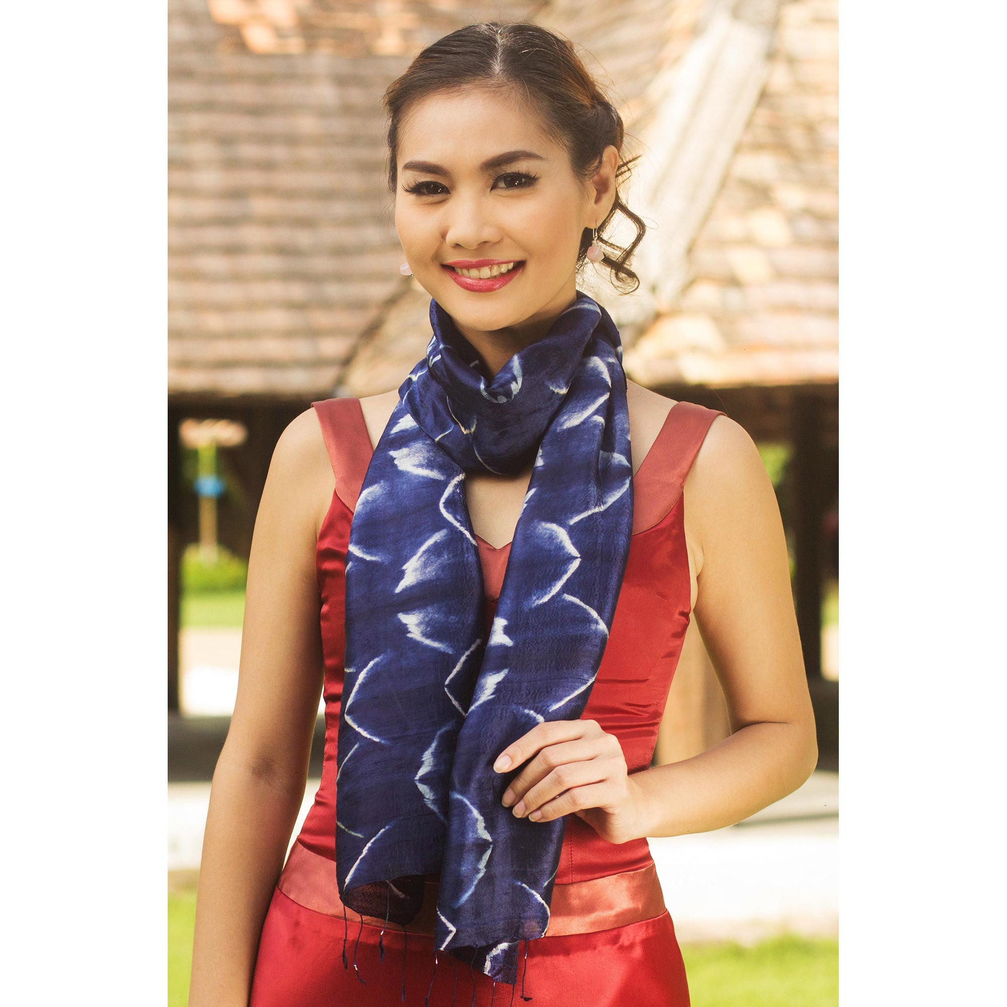 Premium Sapphire Mystique Silk Scarf - Handcrafted Luxury