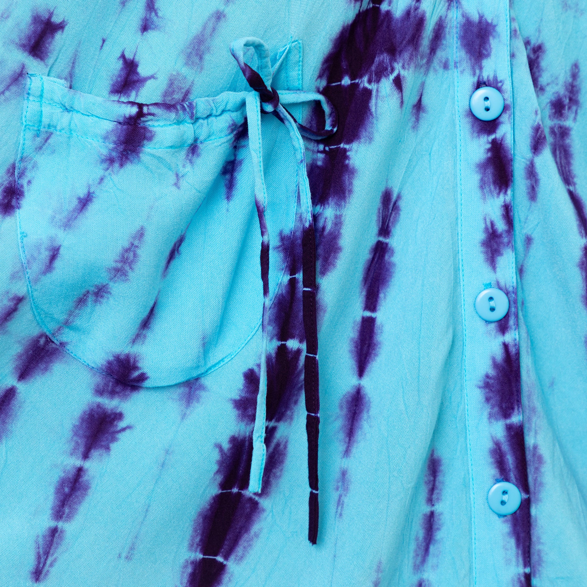 Premium Tie-Dye Sleeveless Button-Up Dress with Pockets | Boho Chic Style