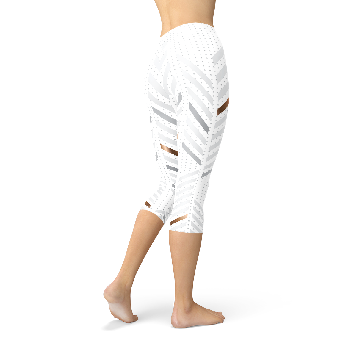 Ultimate Comfort White Stripes Women's Capri Leggings