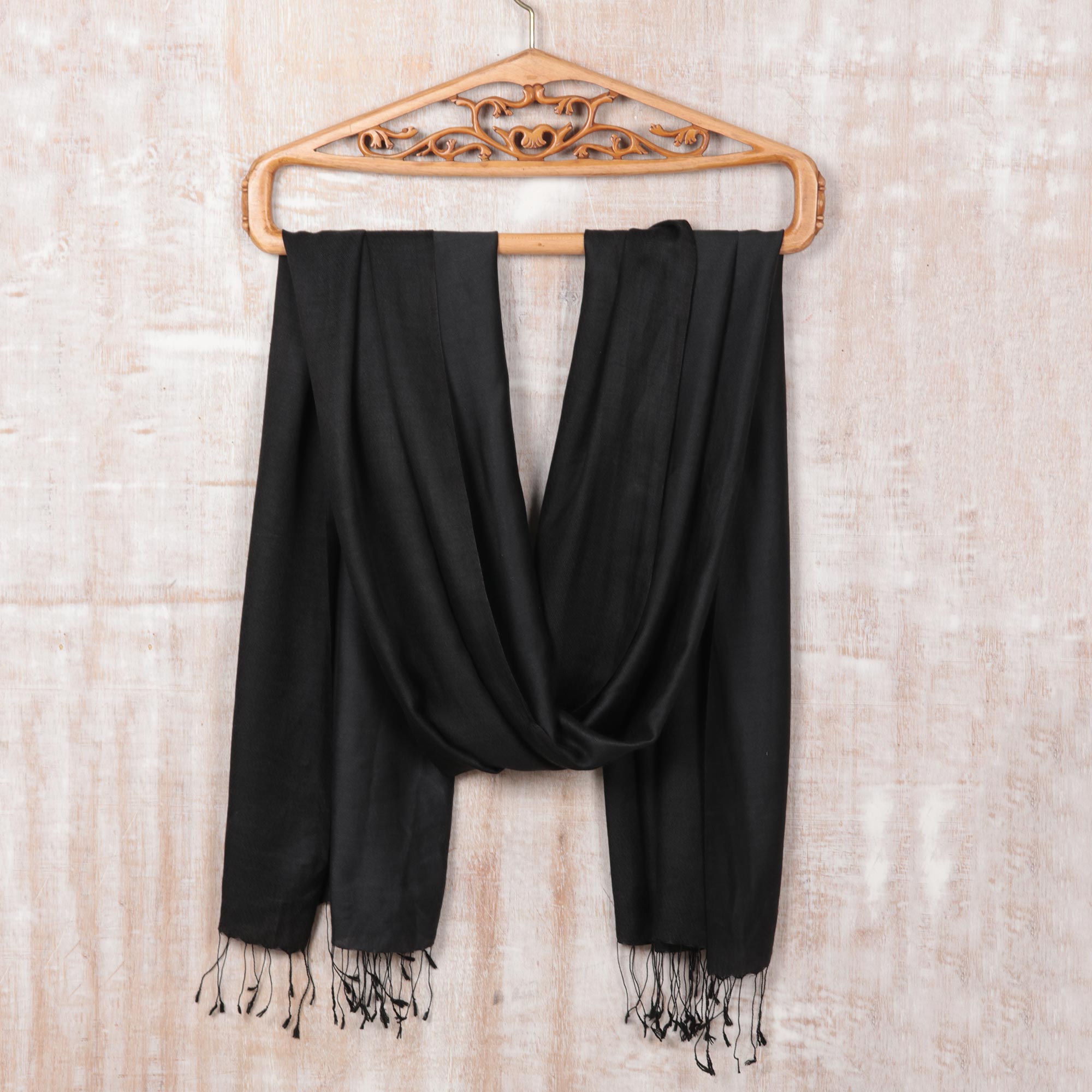 Premium Onyx Nights Silk Shawl - Ultimate Elegance