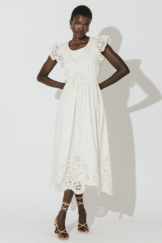 Premium Allegra Midi Dress in Ivory - Ethical & Elegant