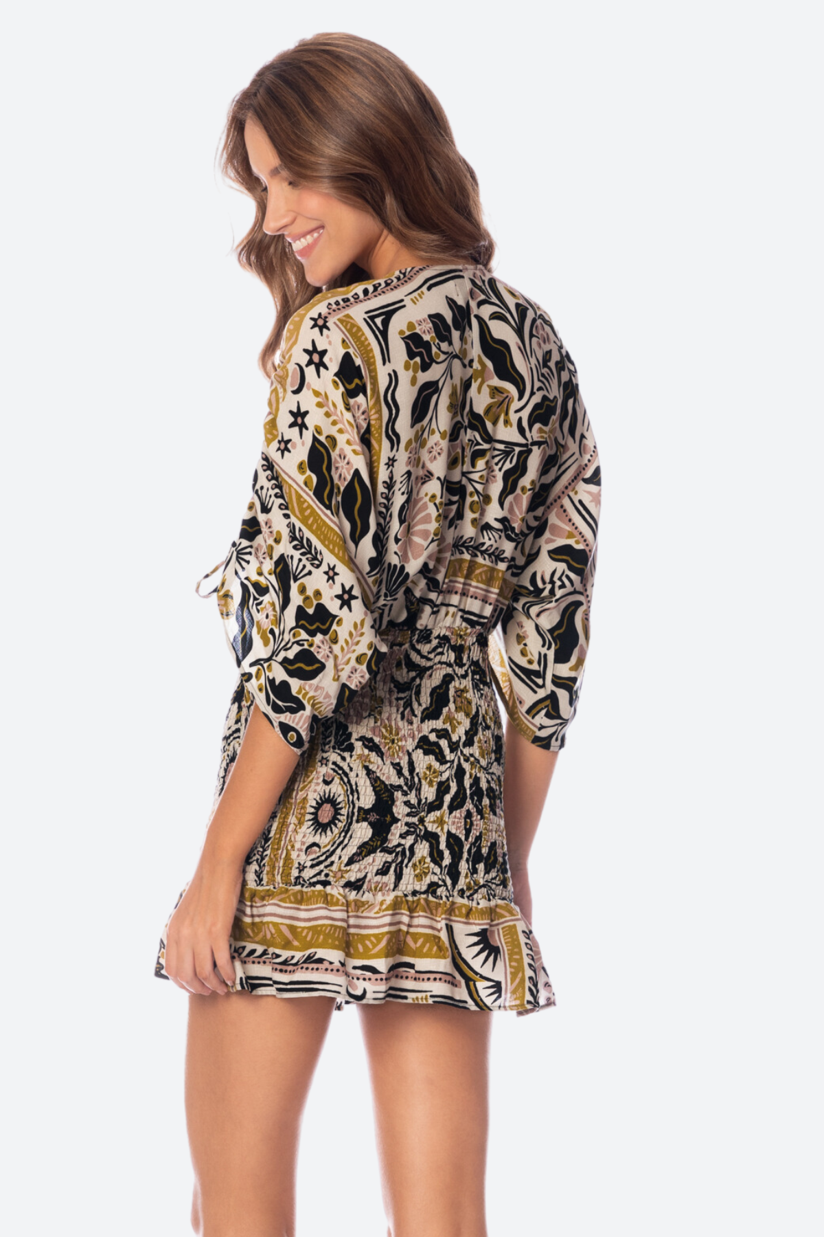 Premium Maaji Tapestry Of Leaves Viola Dress - Black Elegance