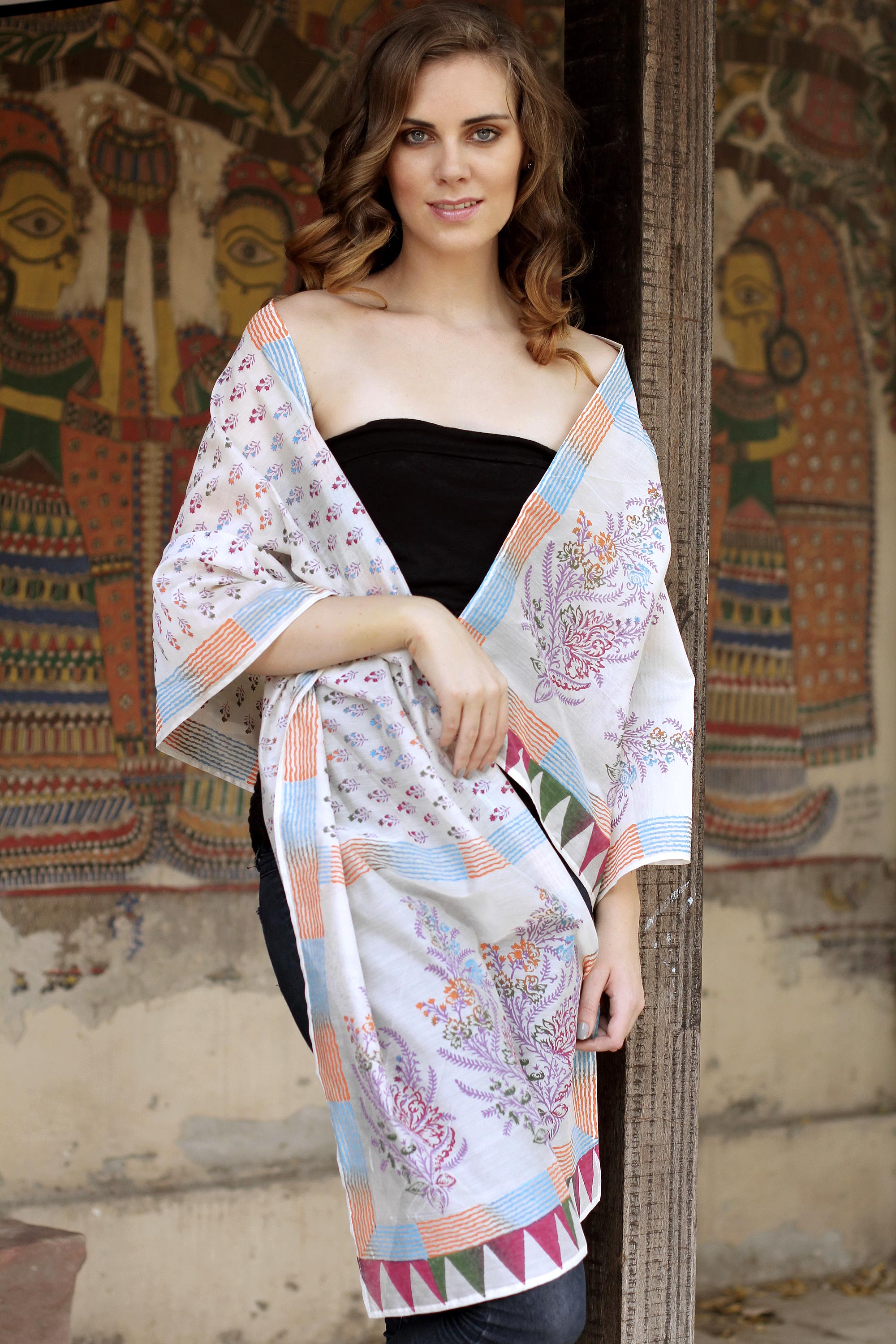 Premium Tulip Paradise Silk Shawl - Elegant Handcrafted Wrap