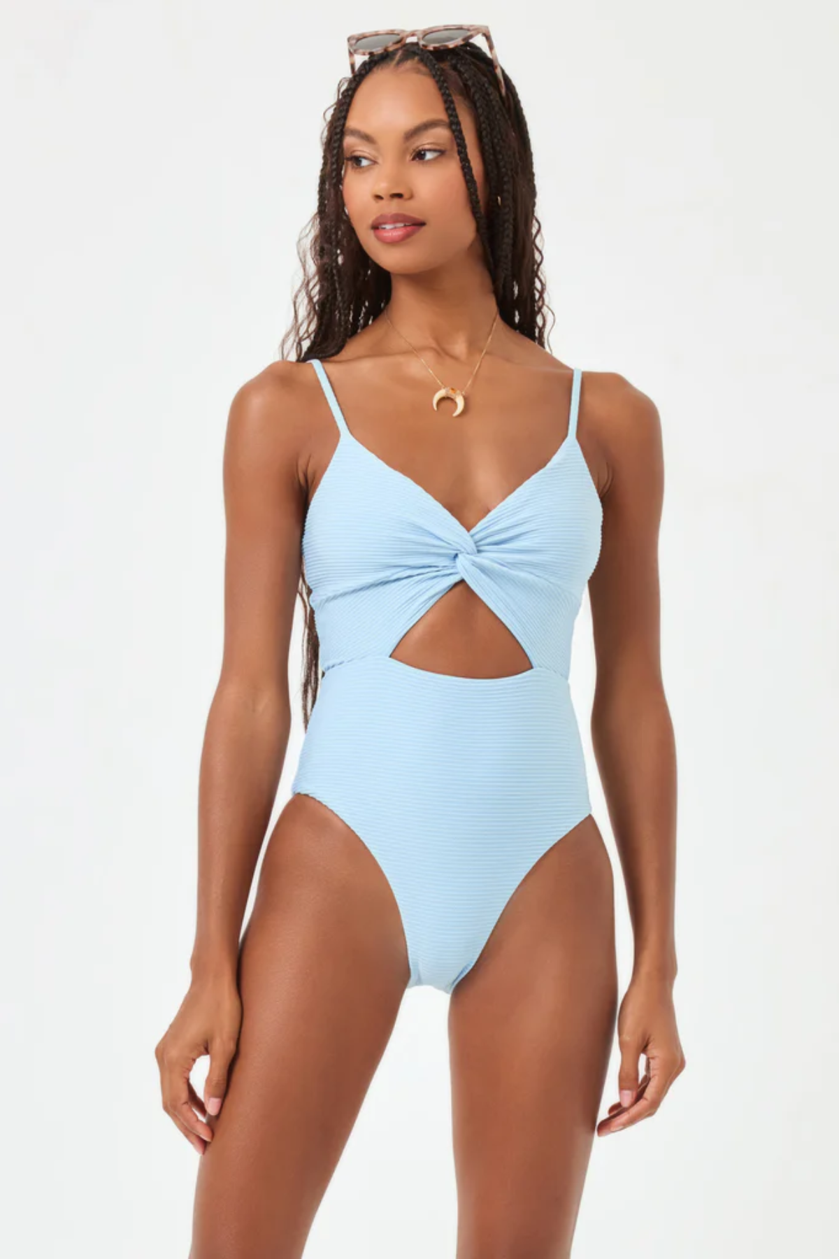 Premium Eco Chic Repreve Kyslee One Piece Swimsuit - Sky Blue | Sustainable & Stylish