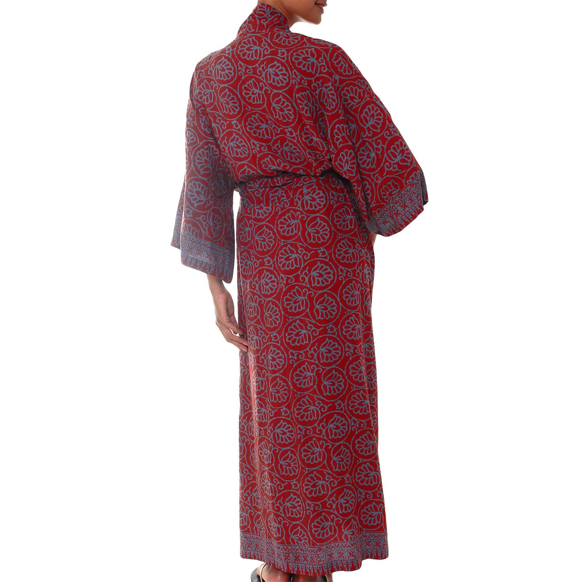 Premium Burgundy Floral Batik Robe - Ultimate Comfort & Style