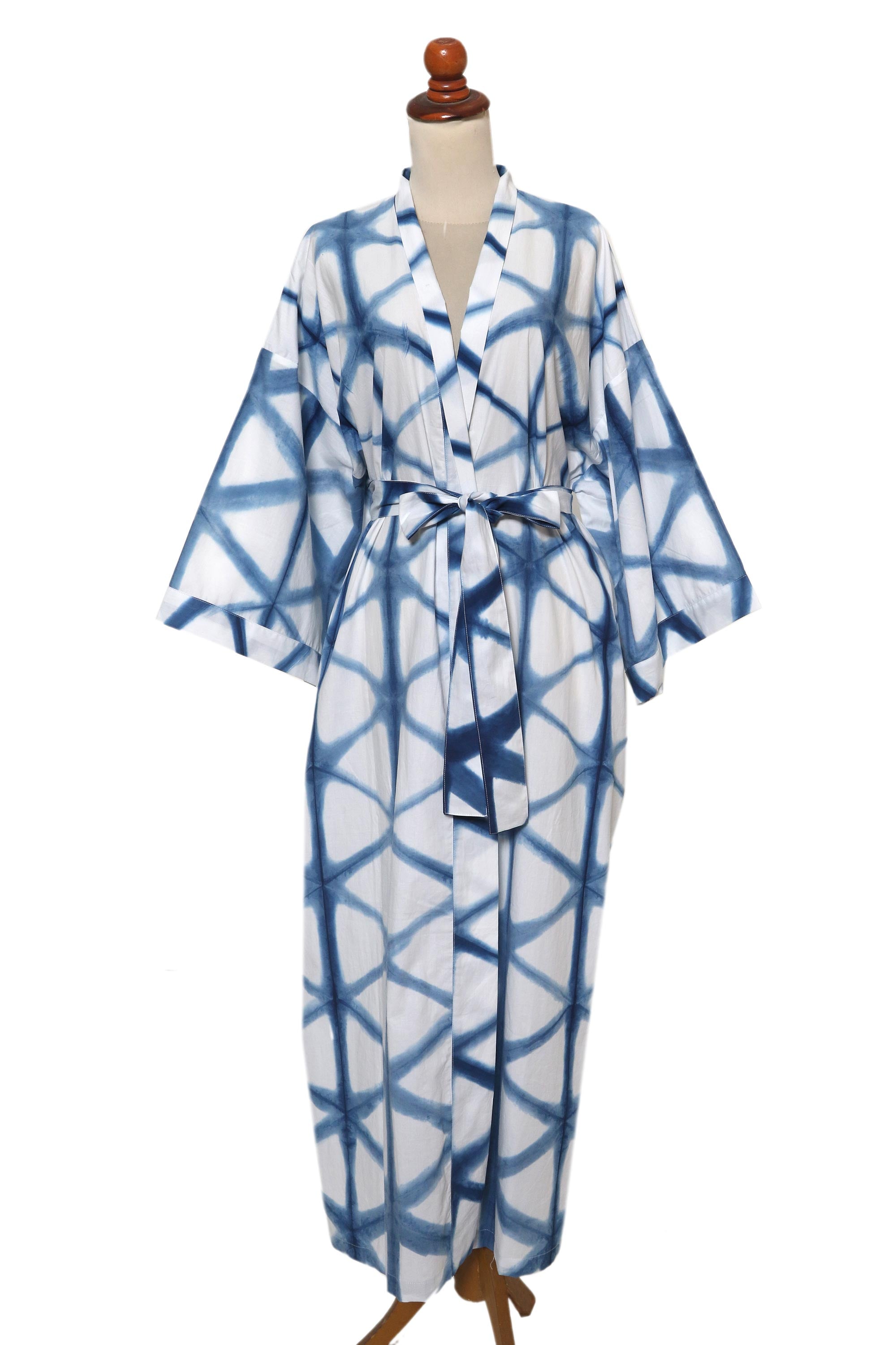 Premium Natural Indigo & White Cotton Kimono - Eco-Friendly & Handcrafted