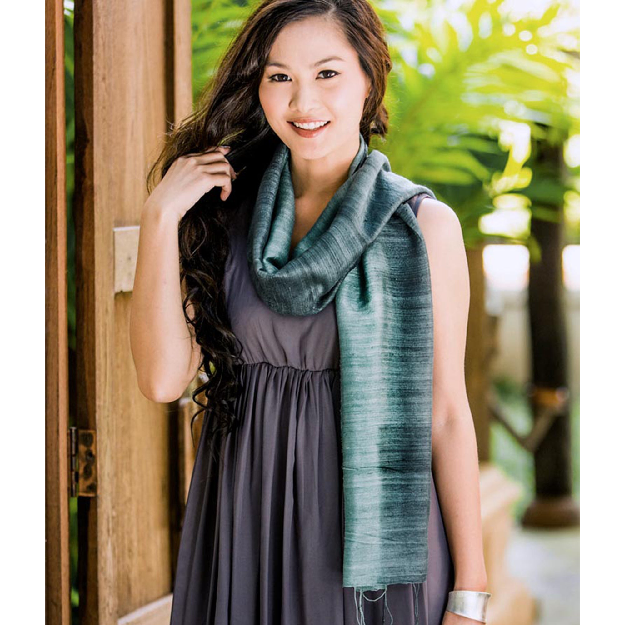 Premium Bold Teal Silk Scarf - Ultimate Elegance