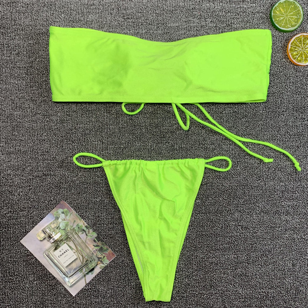 Ultimate Neon Brazilian Bikini Set - Front Tie & Cheeky Fit