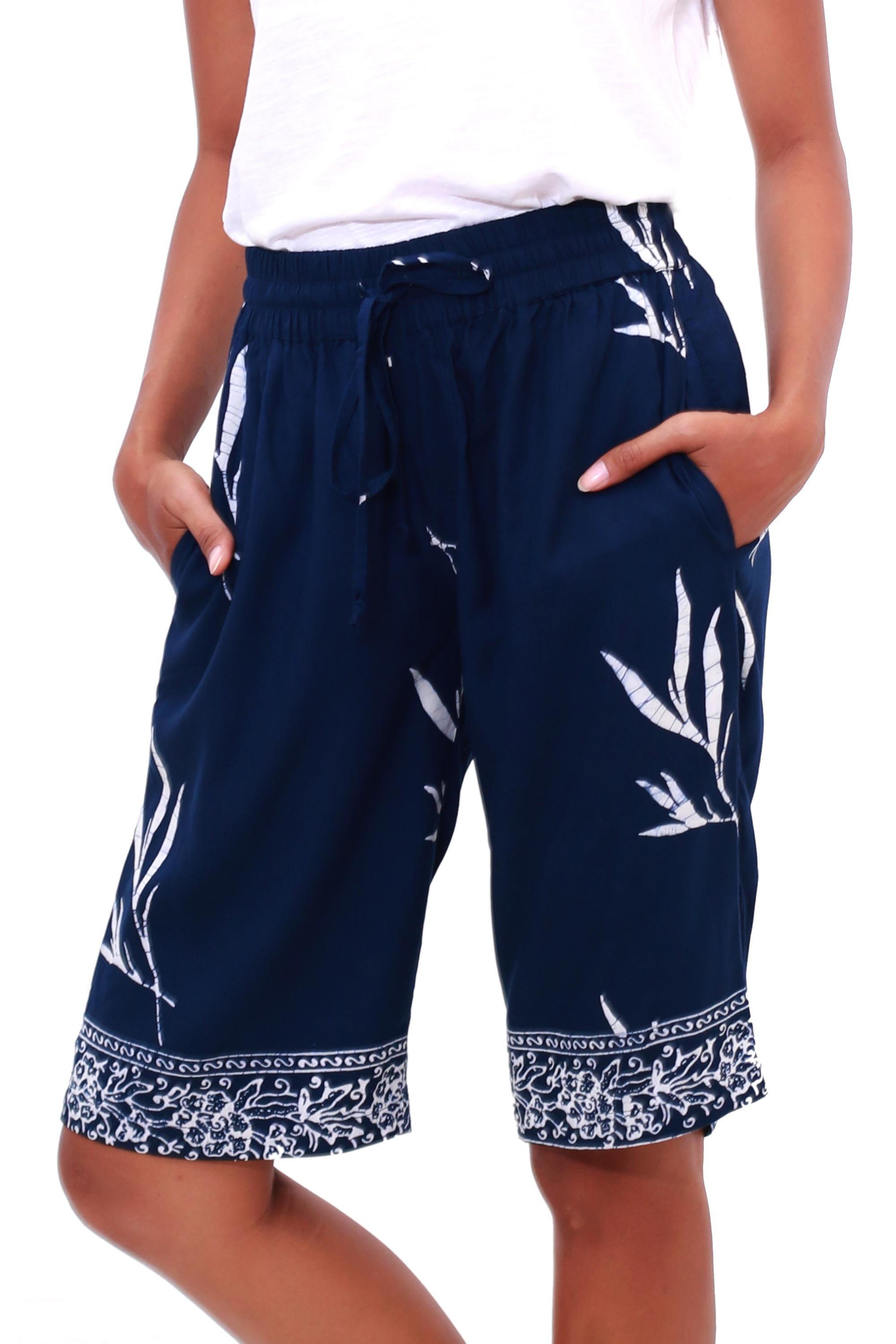 Premium Batik Rayon Shorts: Midnight Fall Edition