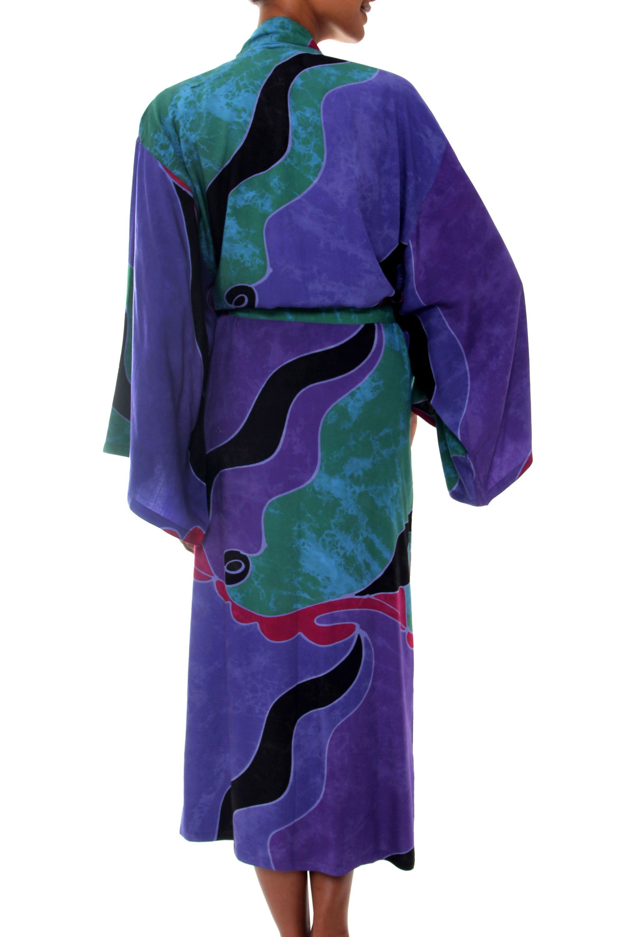 Premium Handpainted Batik Long Robe - Unique Artisanal Design