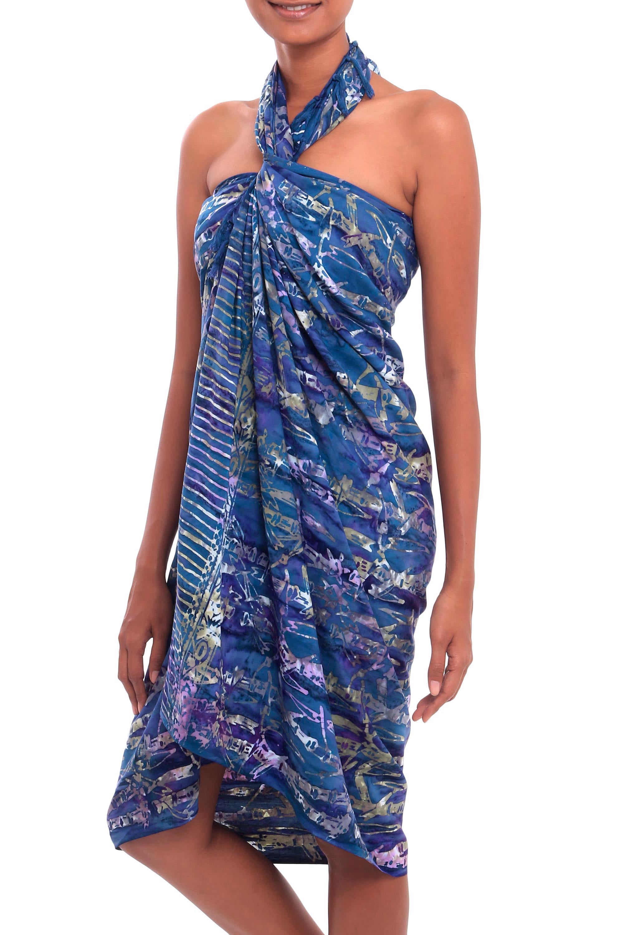 Premium Purple Leaf Batik Sarong - Handcrafted in Bali