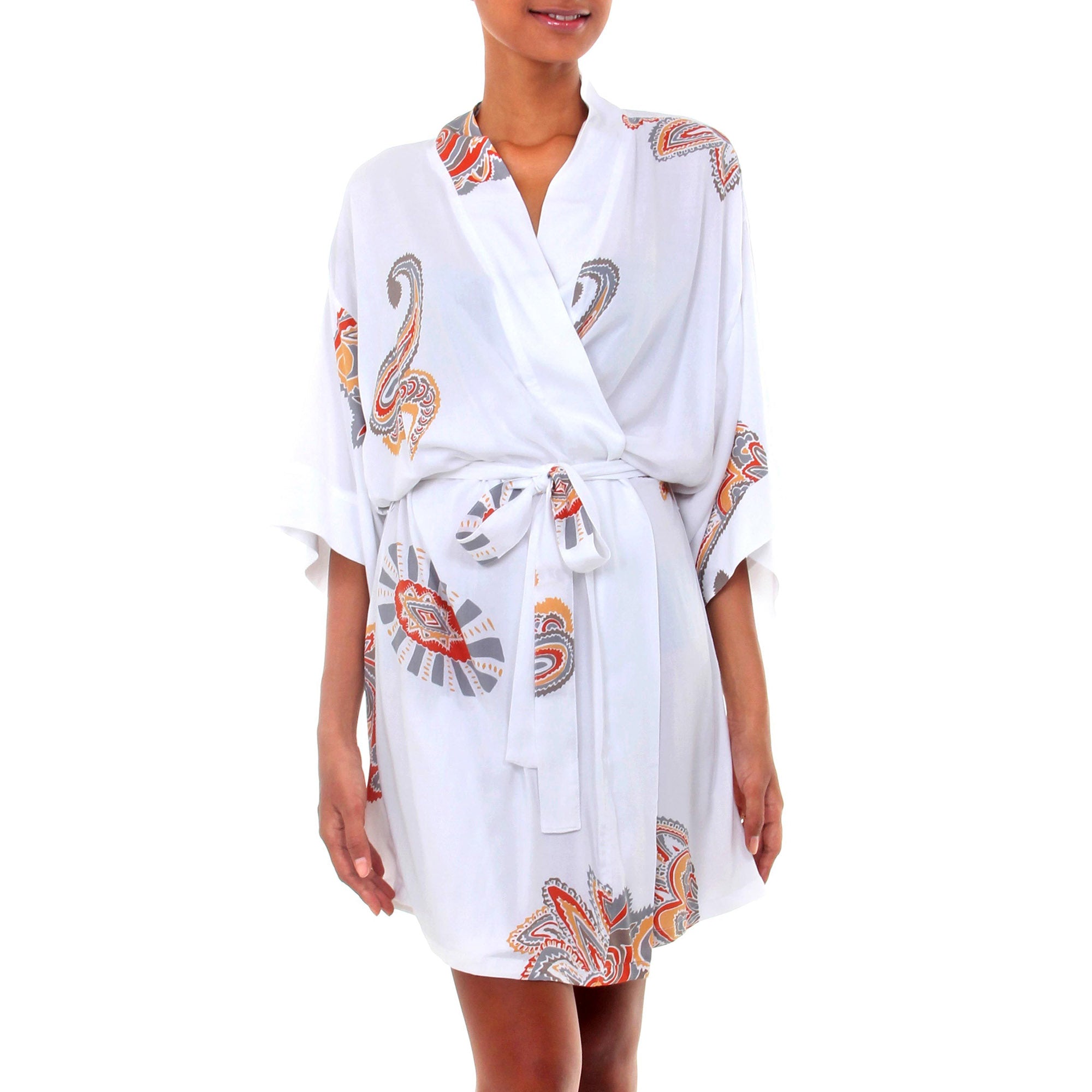 Premium Bali Vignette Multicolored Rayon Robe - Upgrade Your Style