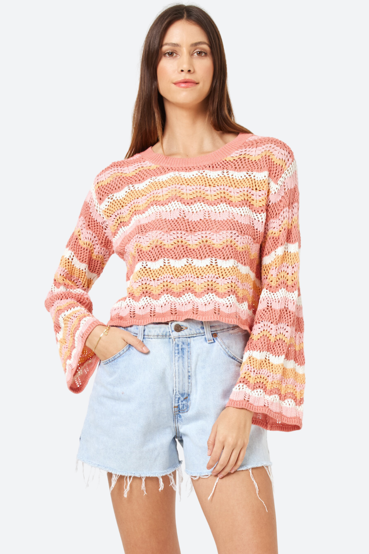 Premium L*Space Sun Ray Crochet Sweater - Bahama Bound Stripe