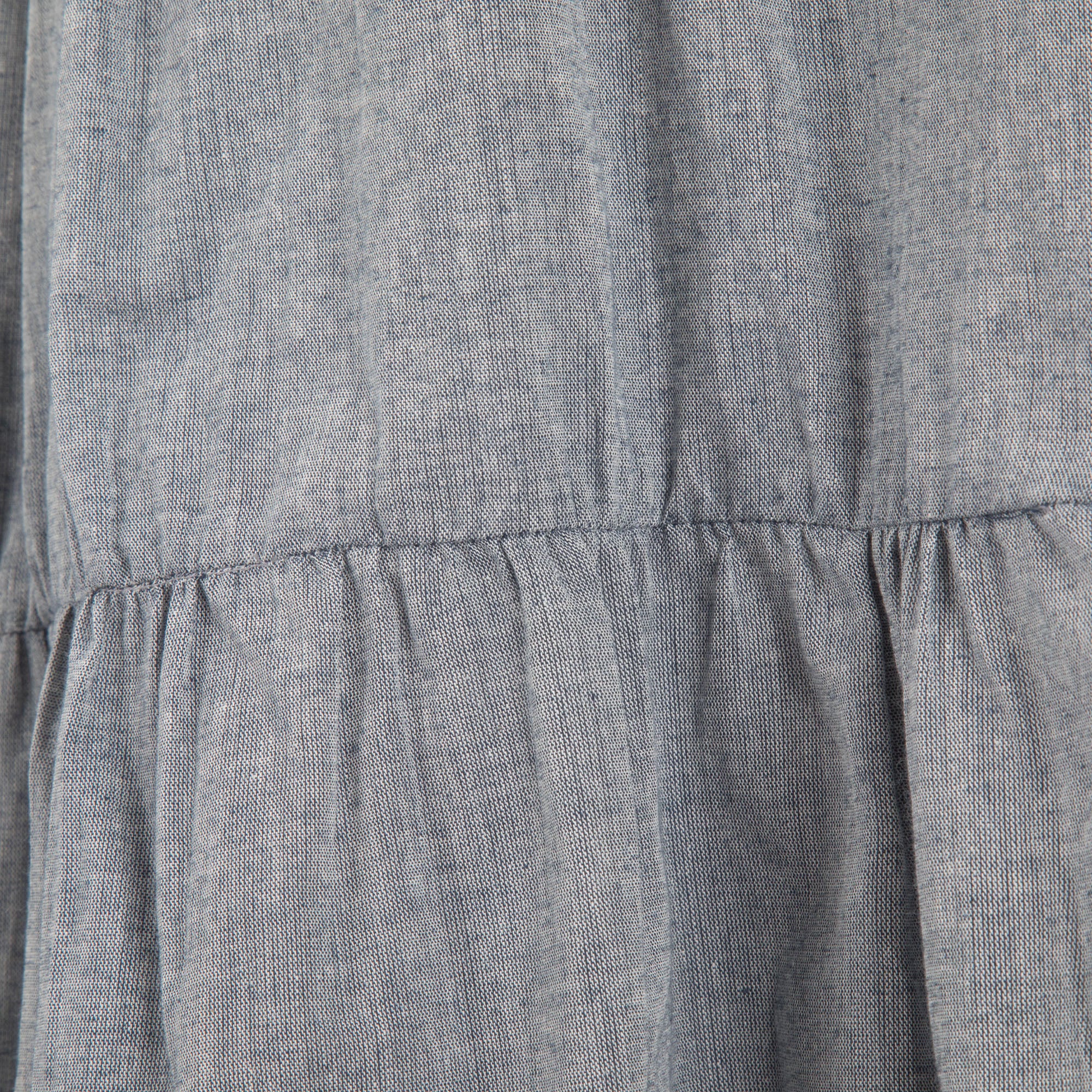 Premium Chambray Button-Down Tiered Skirt