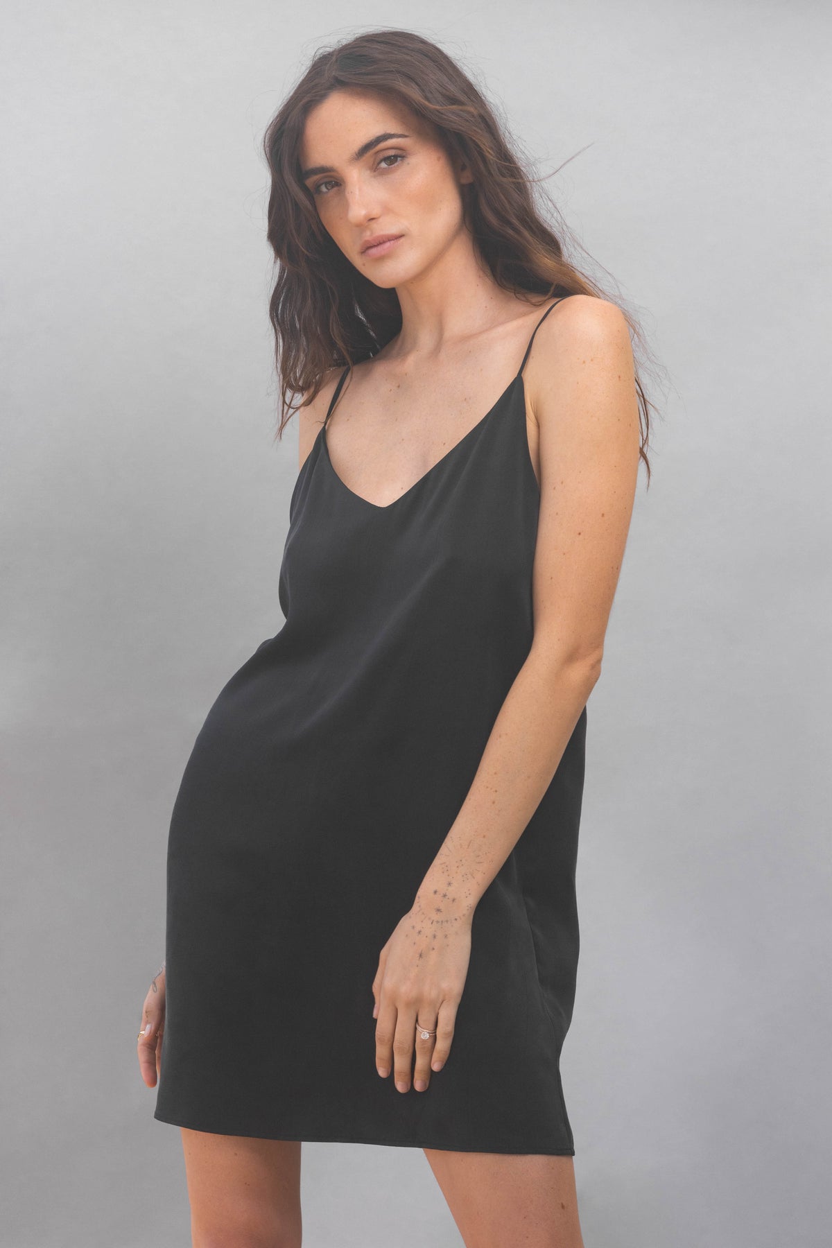 Hiamoe Ultimate Black Silk Mini Dress - Effortless Elegance