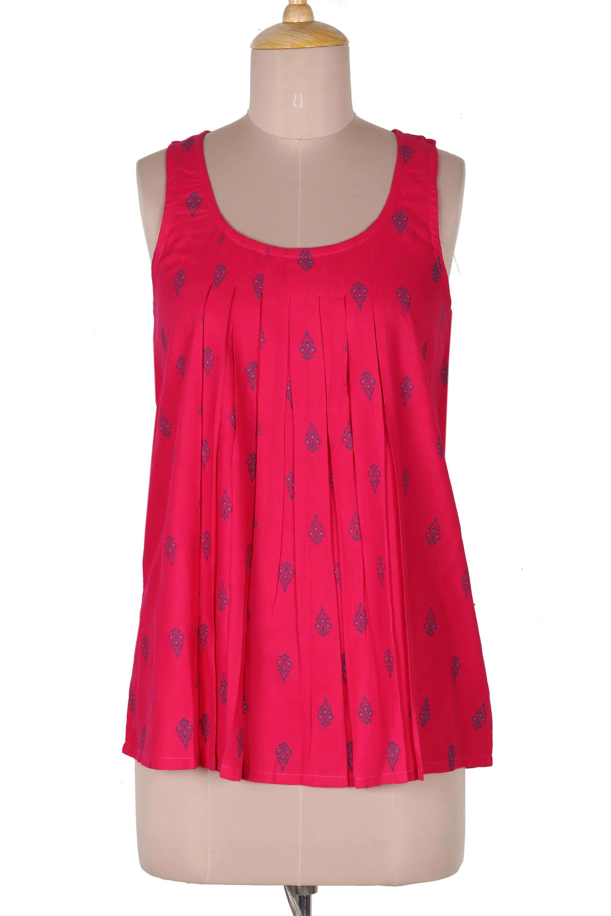 Premium Ruby My Dear Sleeveless Blouse - Handcrafted Pink Rayon Top from India