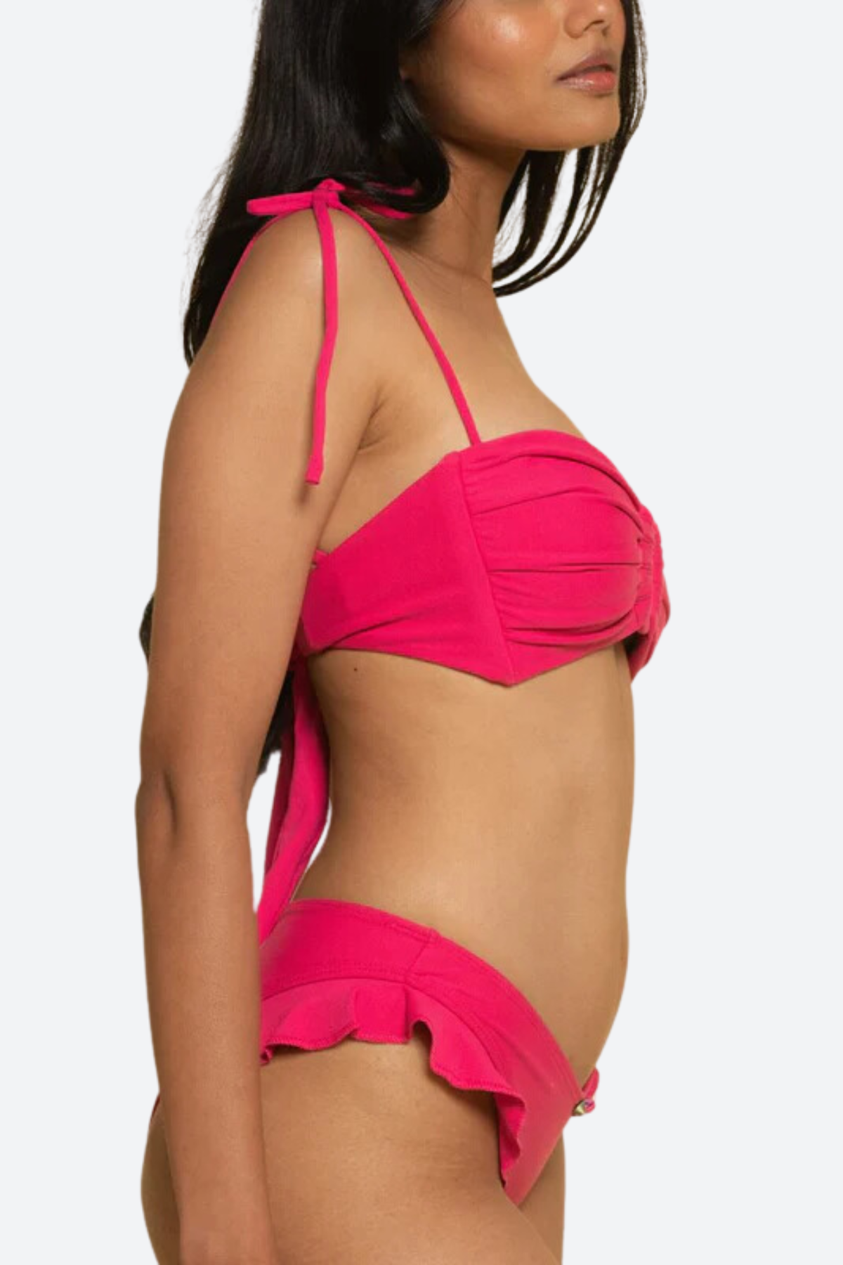 Montce Premium Tori Ties Bandeau Bikini Top - Raspberry