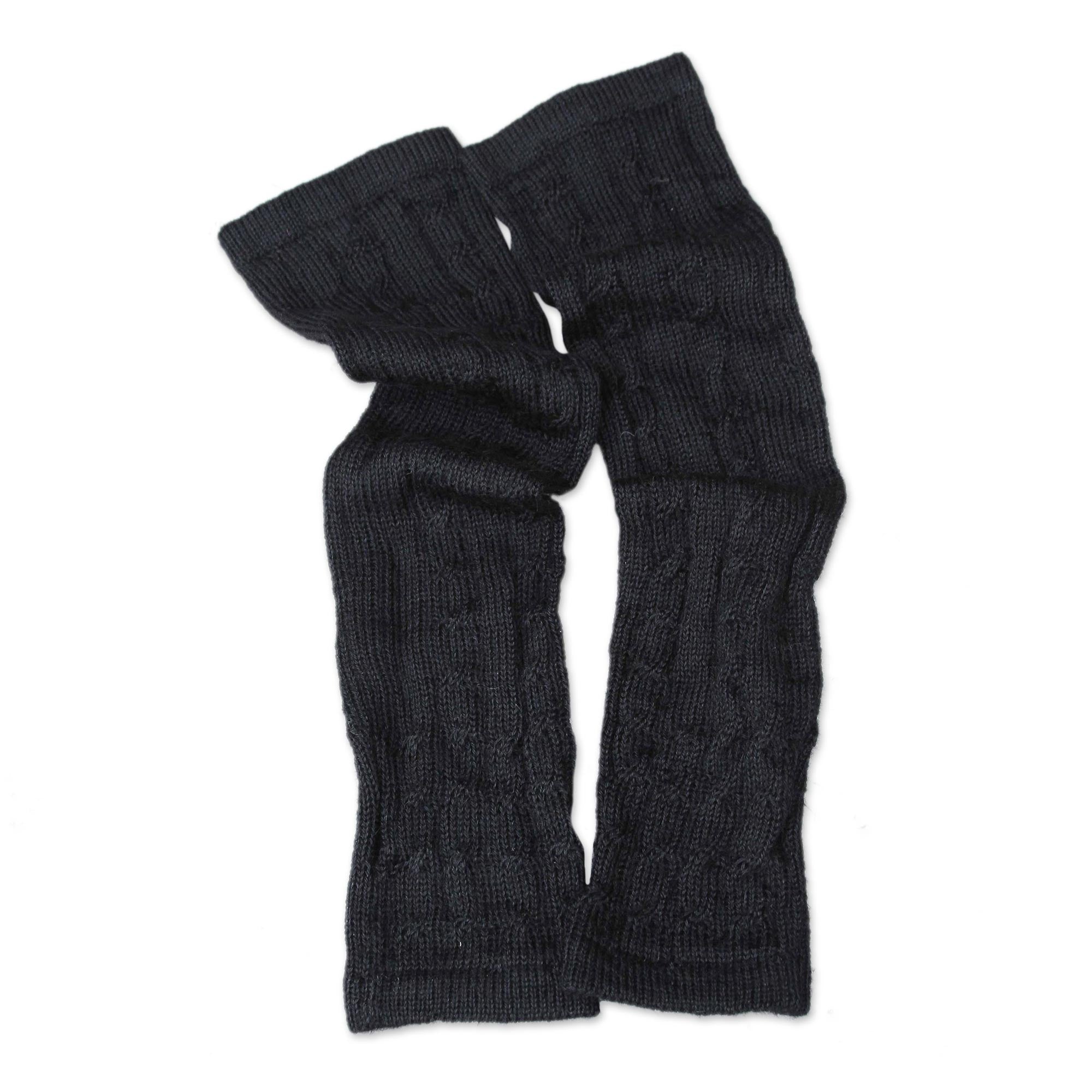 Premium Black Alpaca Braided Arm Warmers