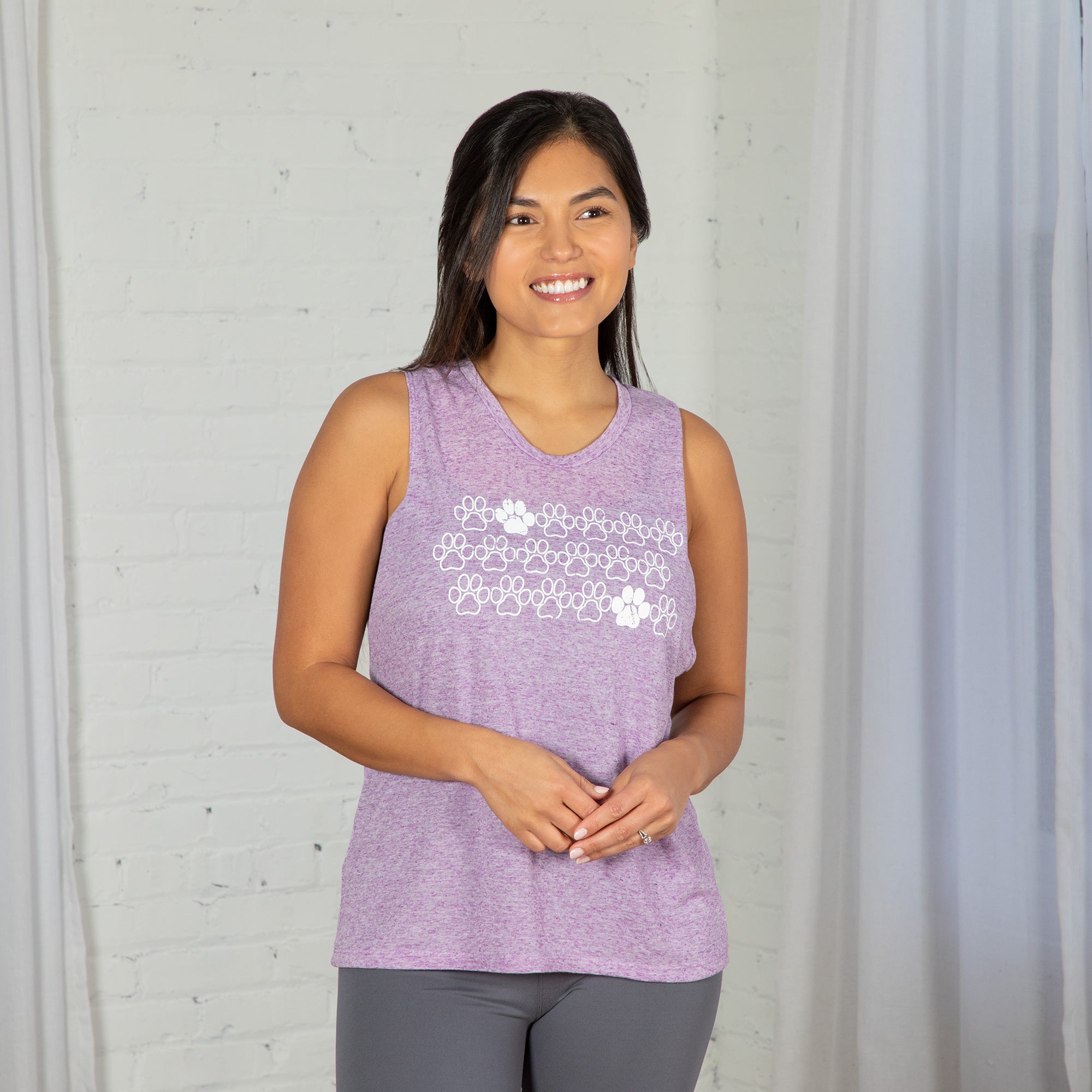 Premium Purple Paw Heathered Tank Top - Ultimate Animal Lover's Choice