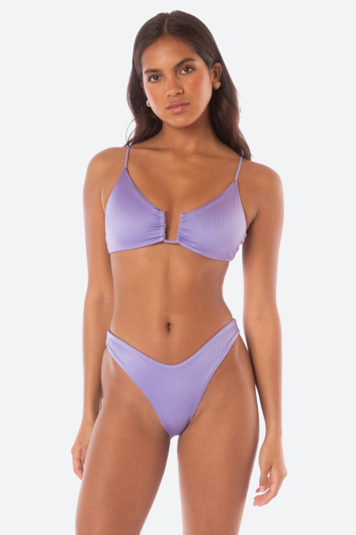 Maaji Premium Lavender Wisteria Splendour High-Waist Bikini Bottom - Light Purple