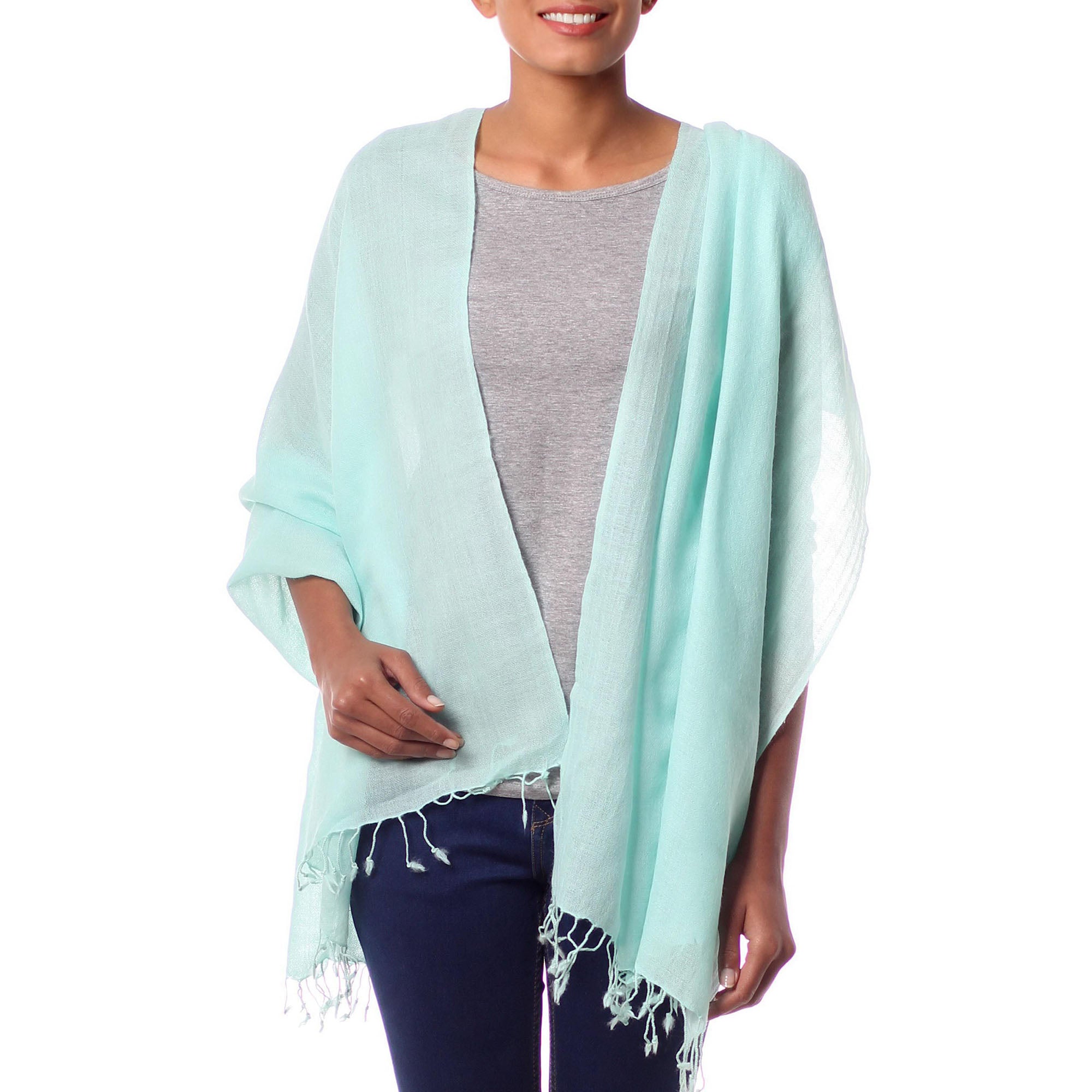 Premium Sea Green Dream Shawl - Handwoven Elegance