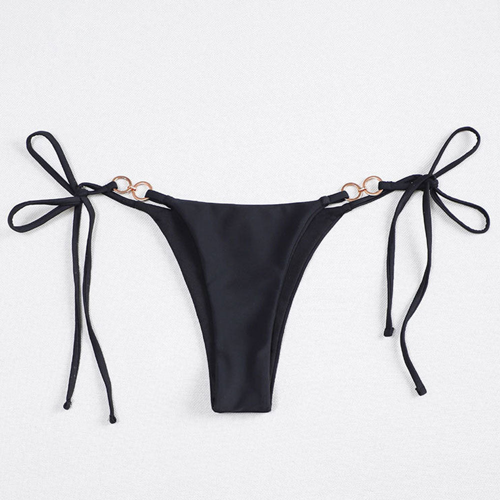 Premium Metallic O-Ring Tie-Side Cheeky Bikini Bottom