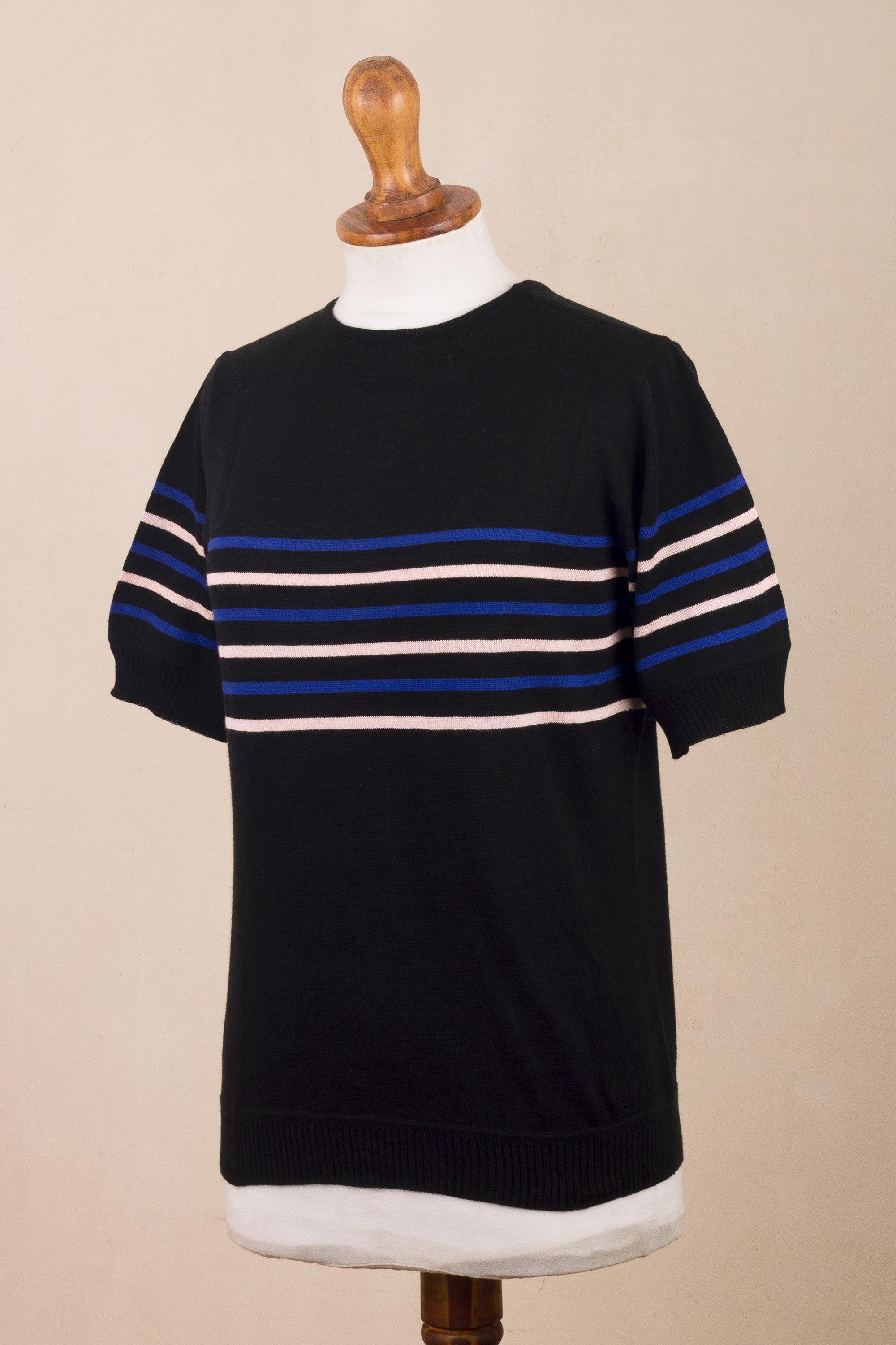 Premium Striped Cotton-Viscose Pullover