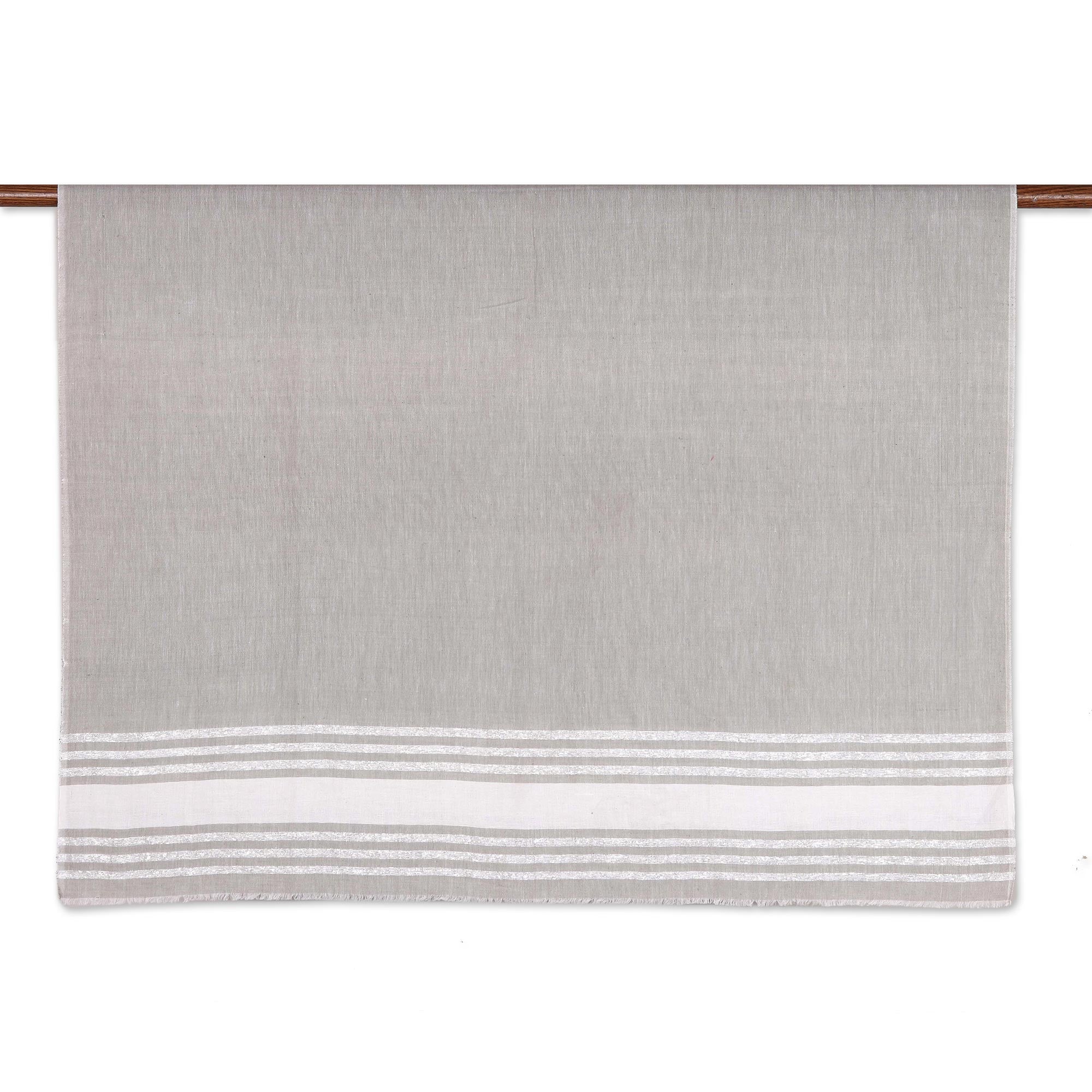 Premium Handwoven Sage Striped Cotton Sarong - Artisan Crafted in India