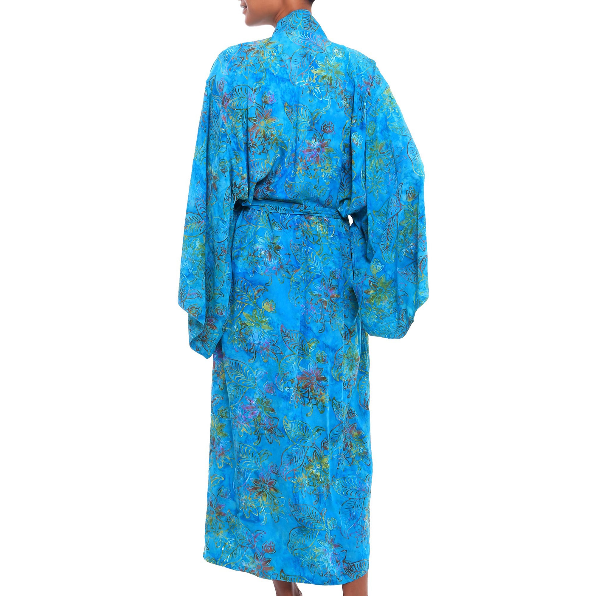 Premium Eden Ocean Batik Rayon Robe - Handmade Luxury