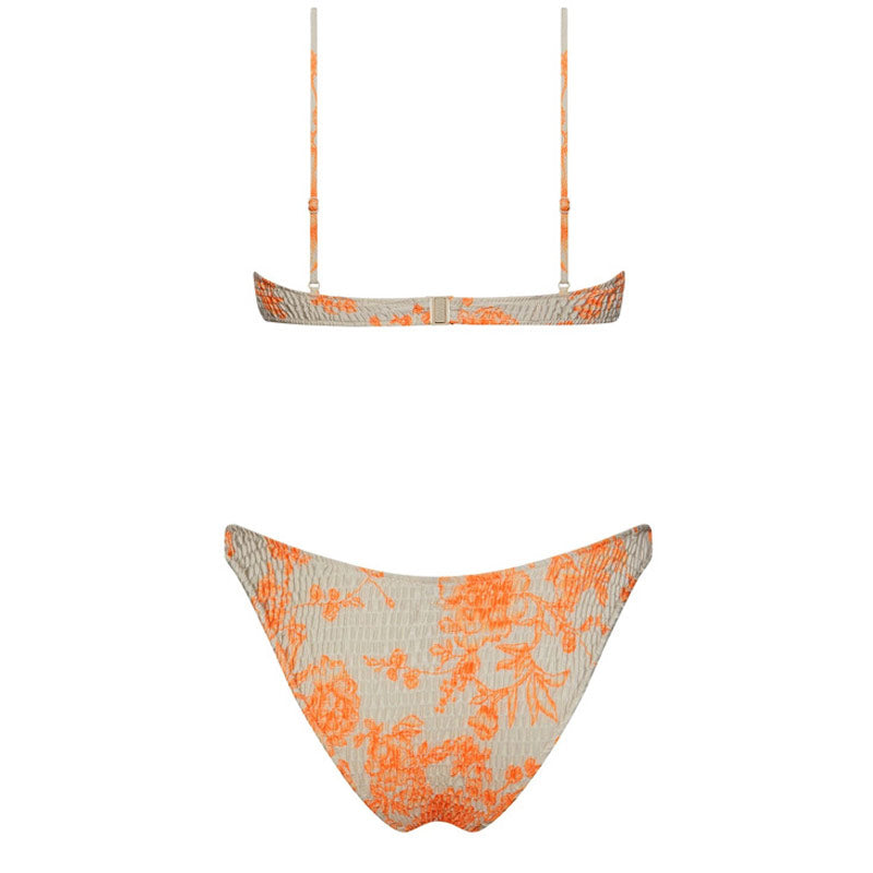 Premium Floral Print Brazilian Bikini Set - High Cut & Underwire Design