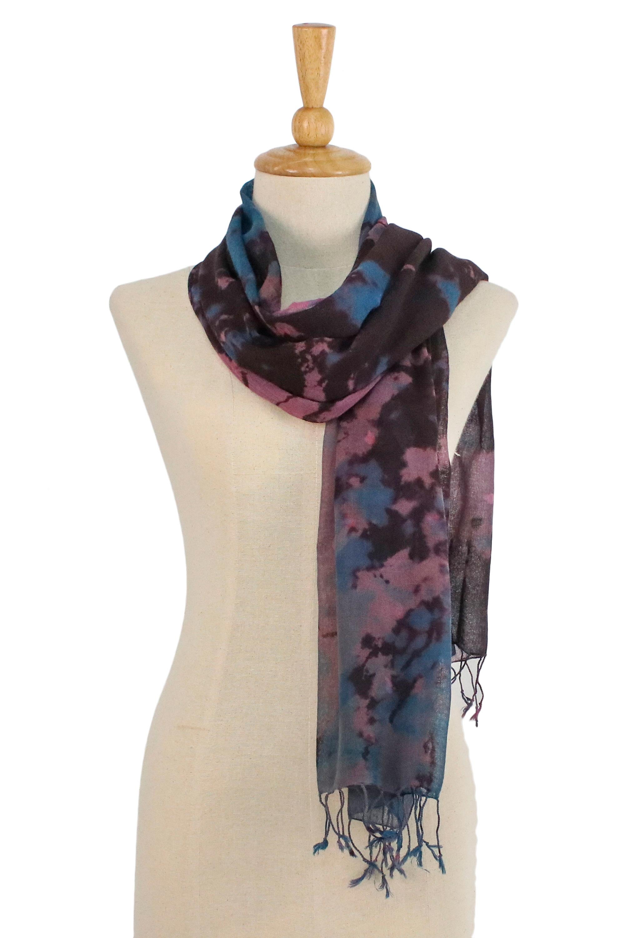 Premium Multicolored Tie-Dye Cotton Wrap Scarf - Handcrafted in Thailand