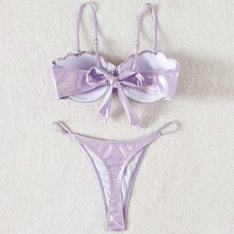 Premium Mermaid Scale Metallic Two-Piece Bikini Set